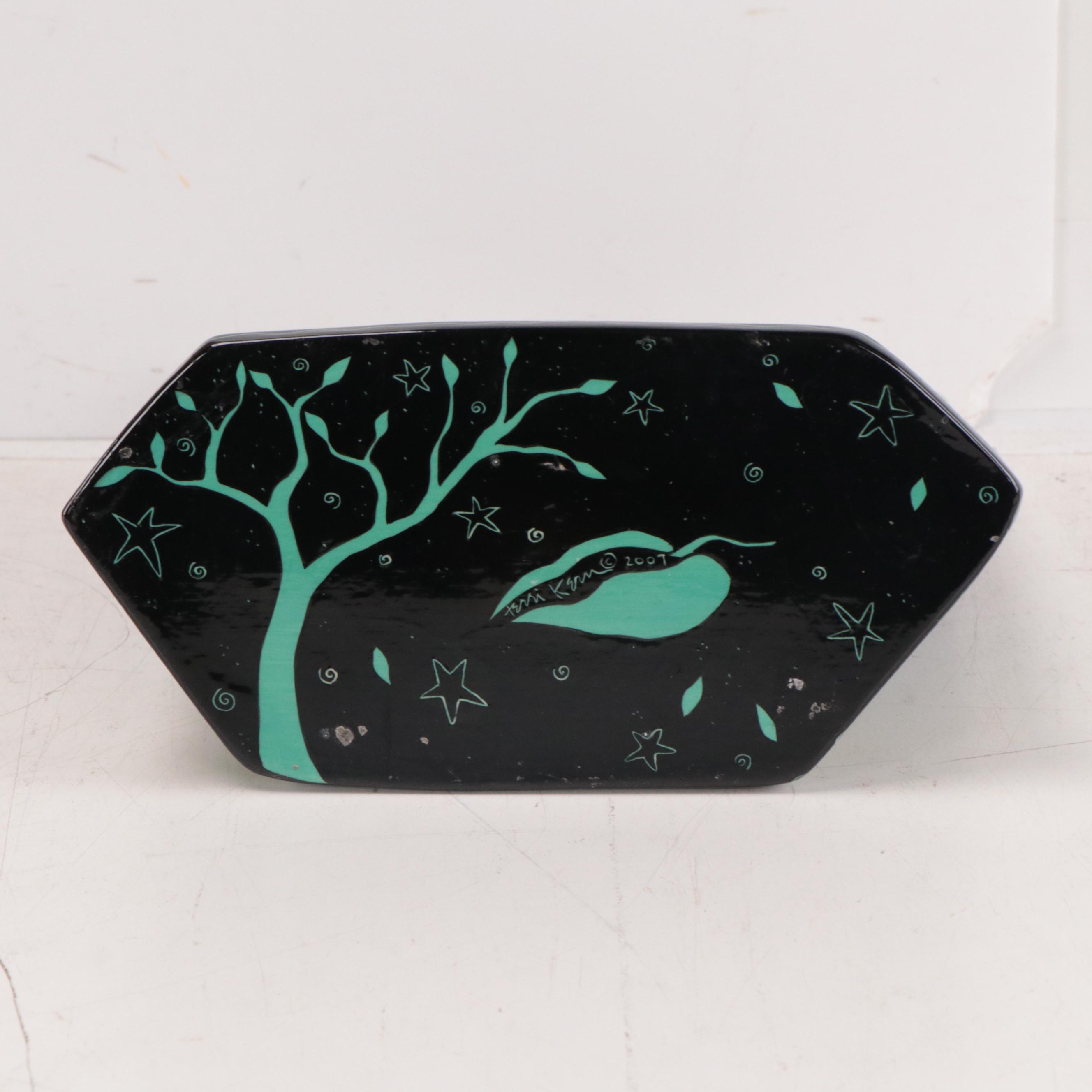 Terri Kern Hand-Painted Ceramic Shrine With Bird Motif, 2007