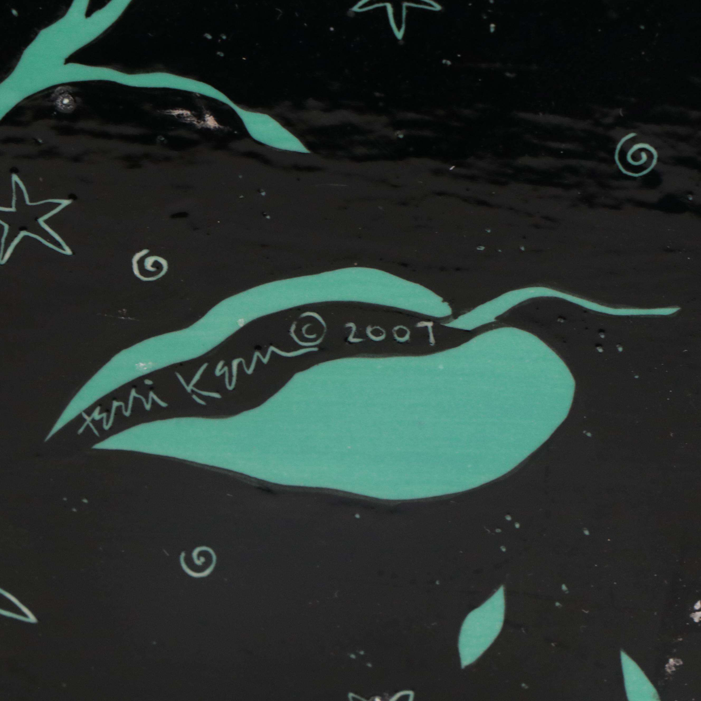 Terri Kern Hand-Painted Ceramic Shrine With Bird Motif, 2007