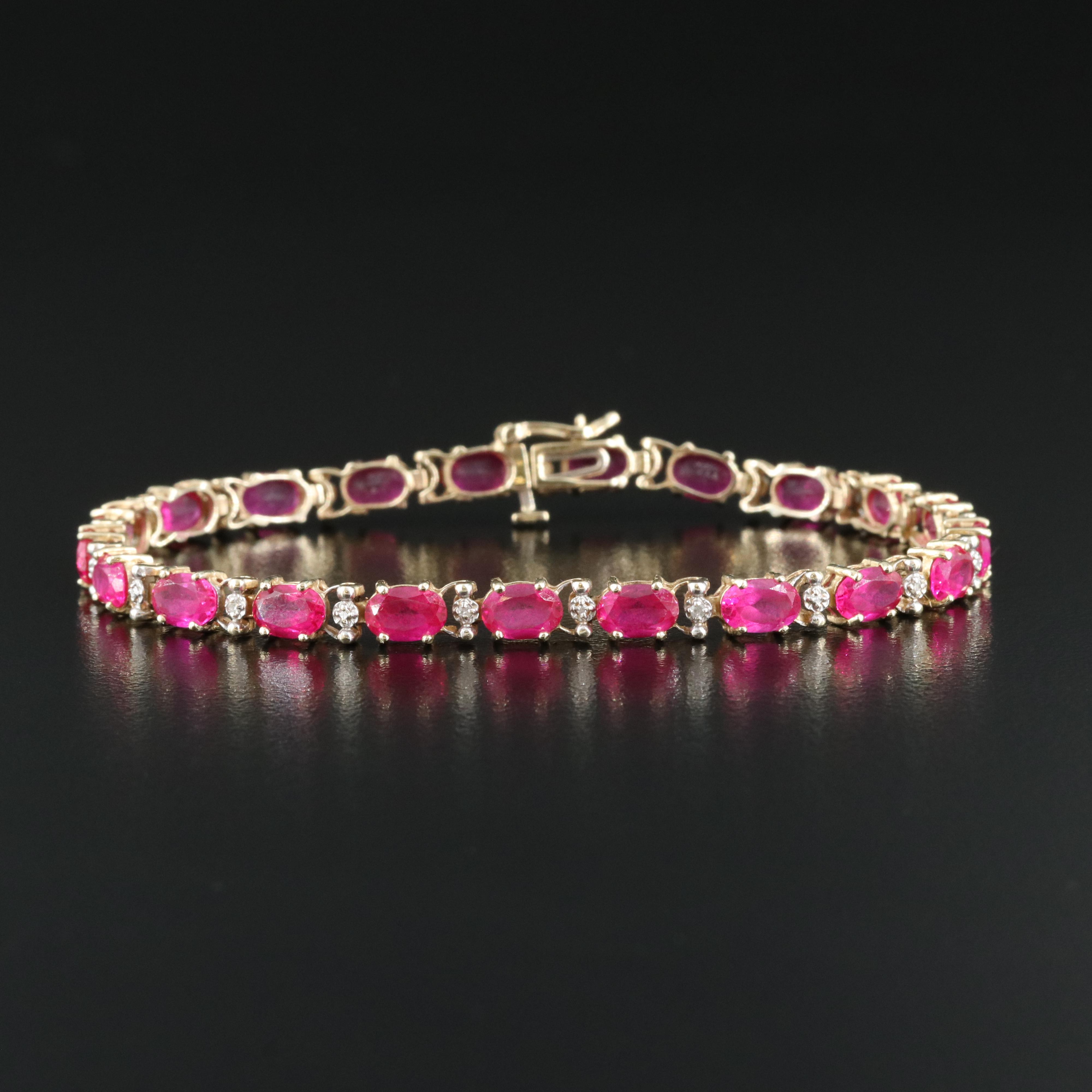 10K Ruby and Diamond Tennis Bracelet