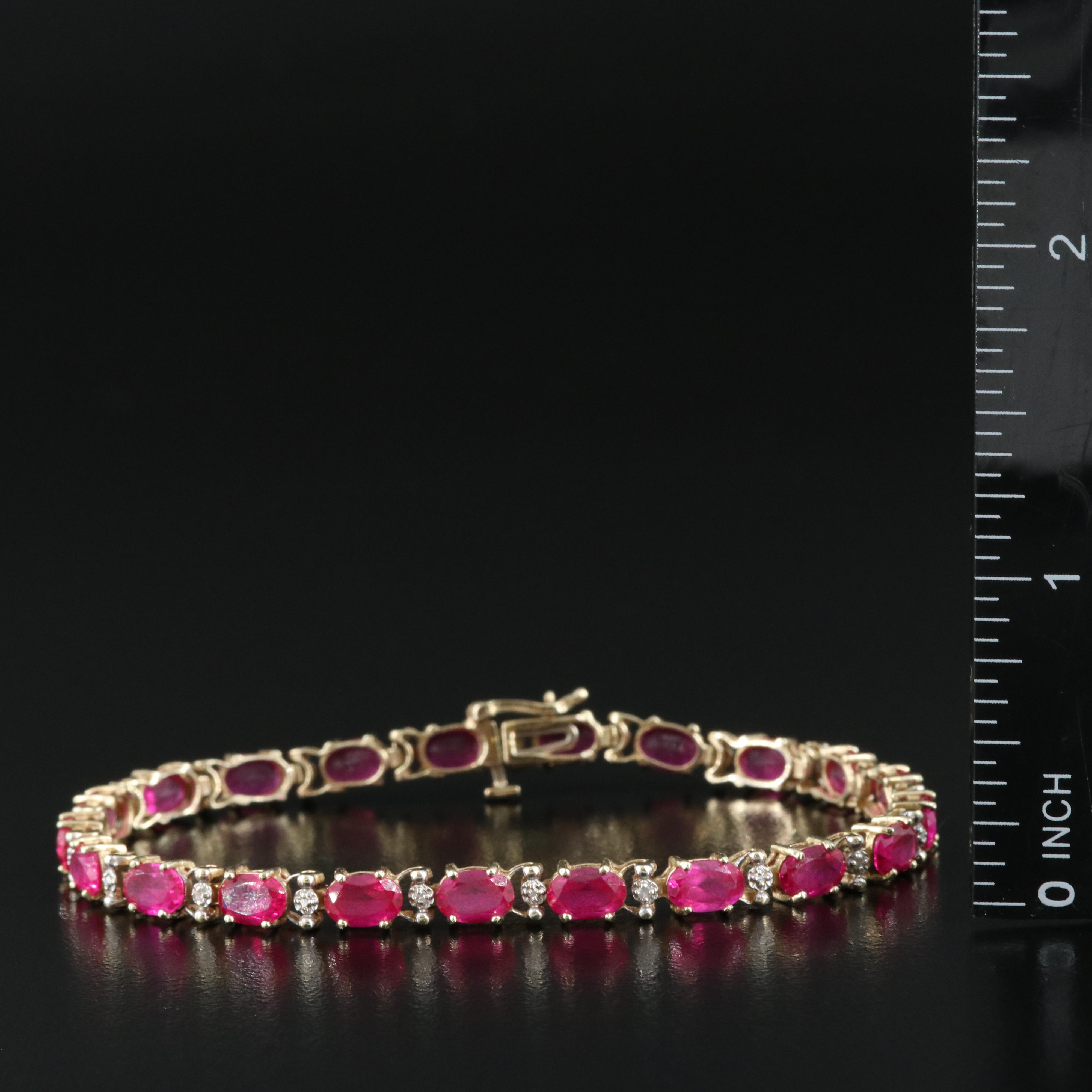 10K Ruby and Diamond Tennis Bracelet