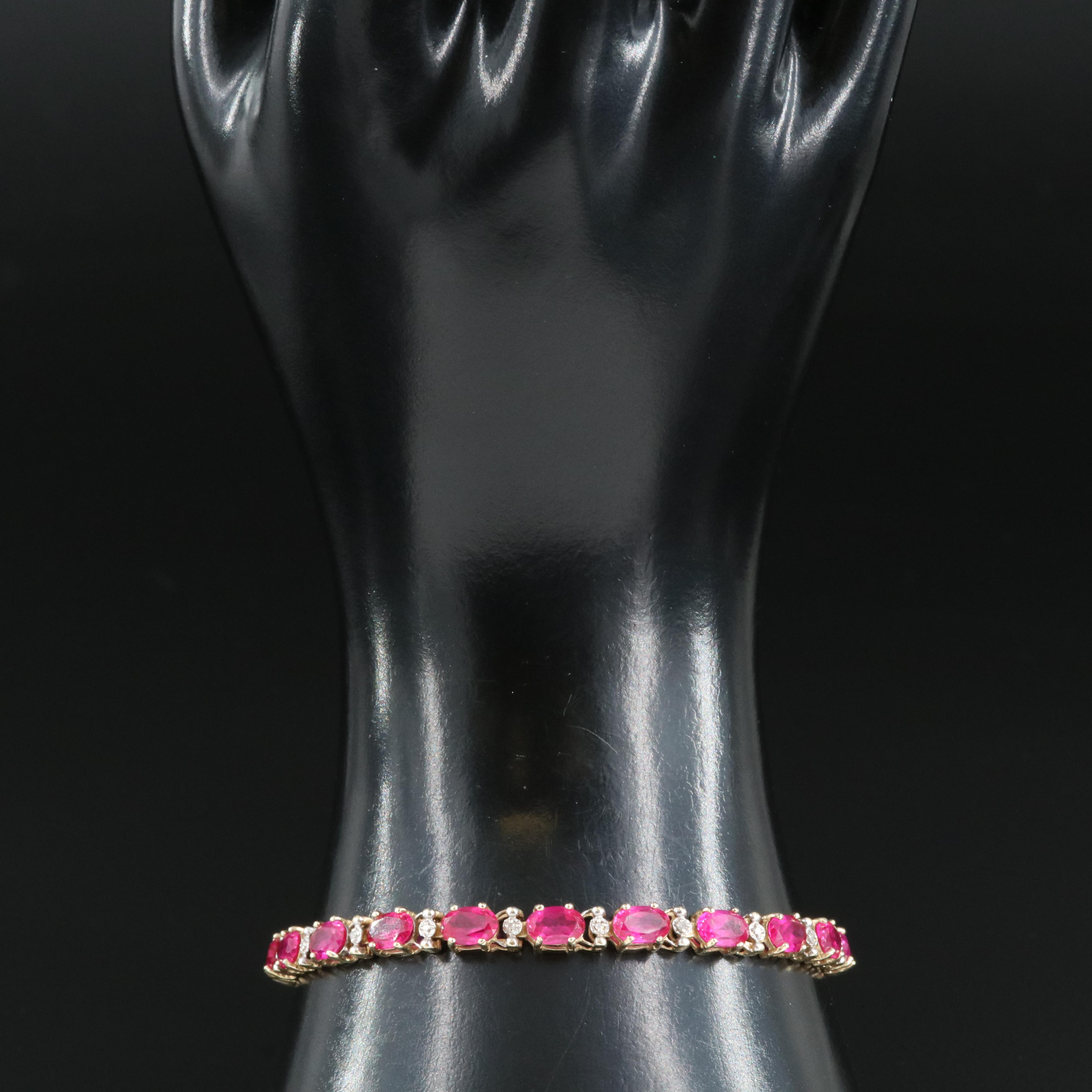 10K Ruby and Diamond Tennis Bracelet