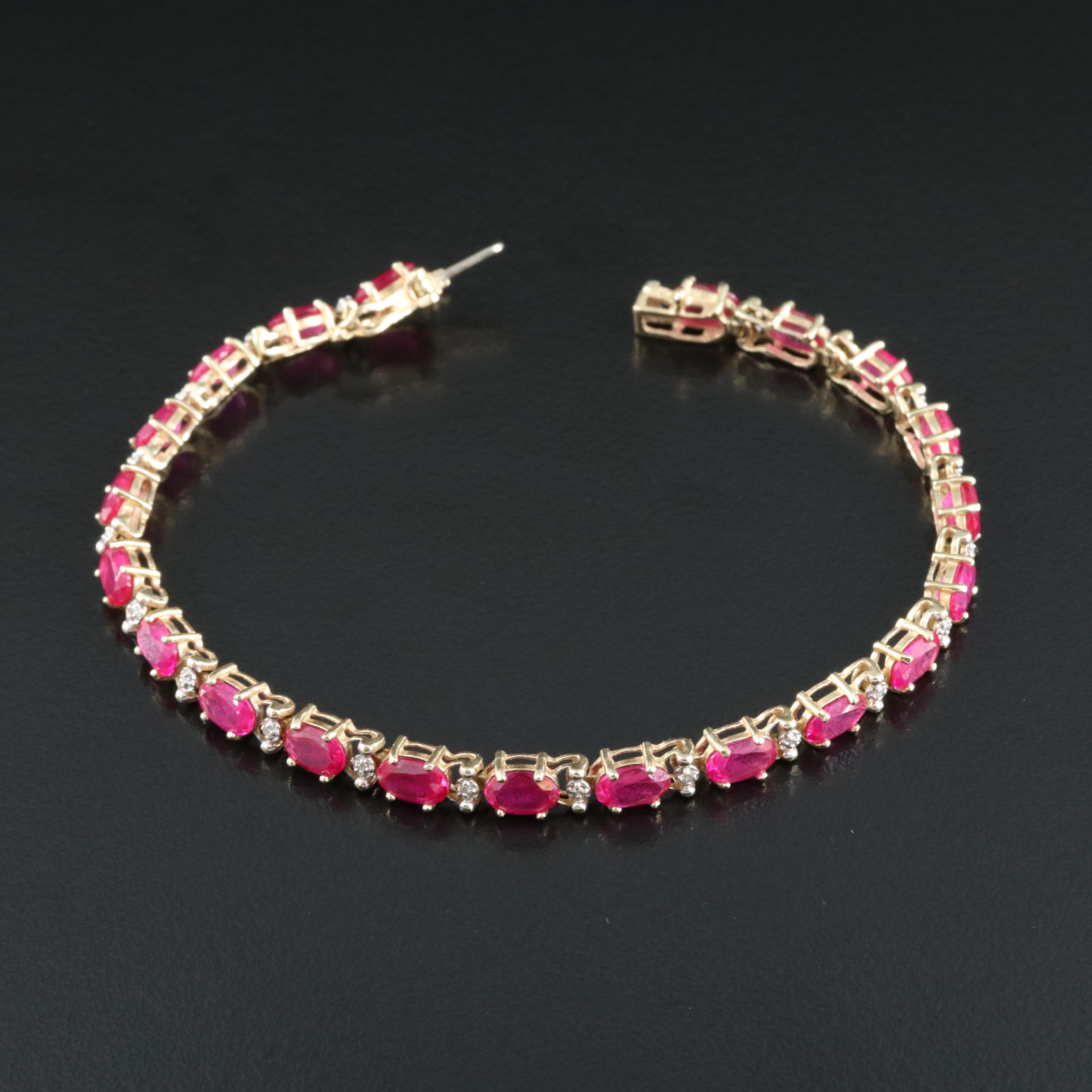 10K Ruby and Diamond Tennis Bracelet
