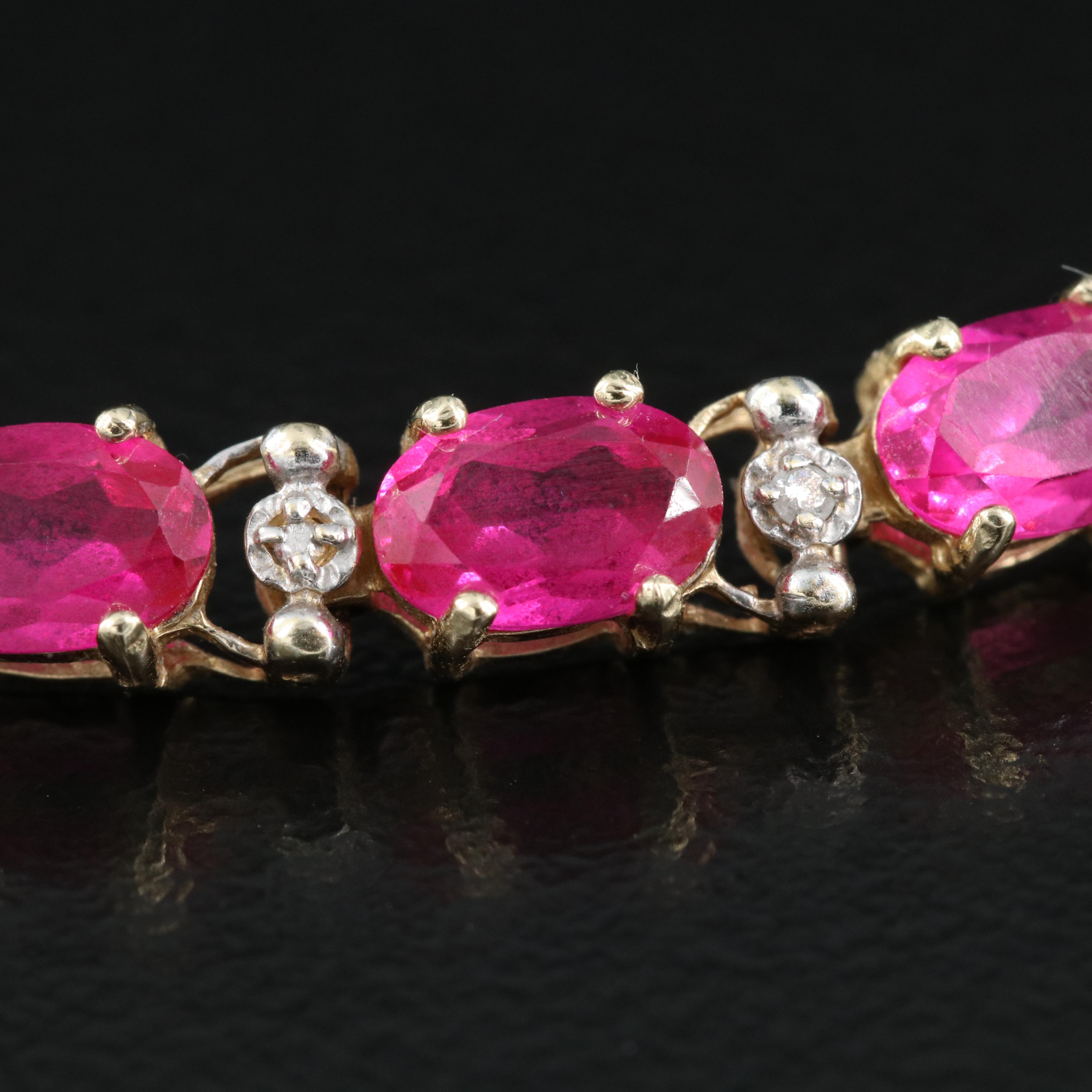 10K Ruby and Diamond Tennis Bracelet