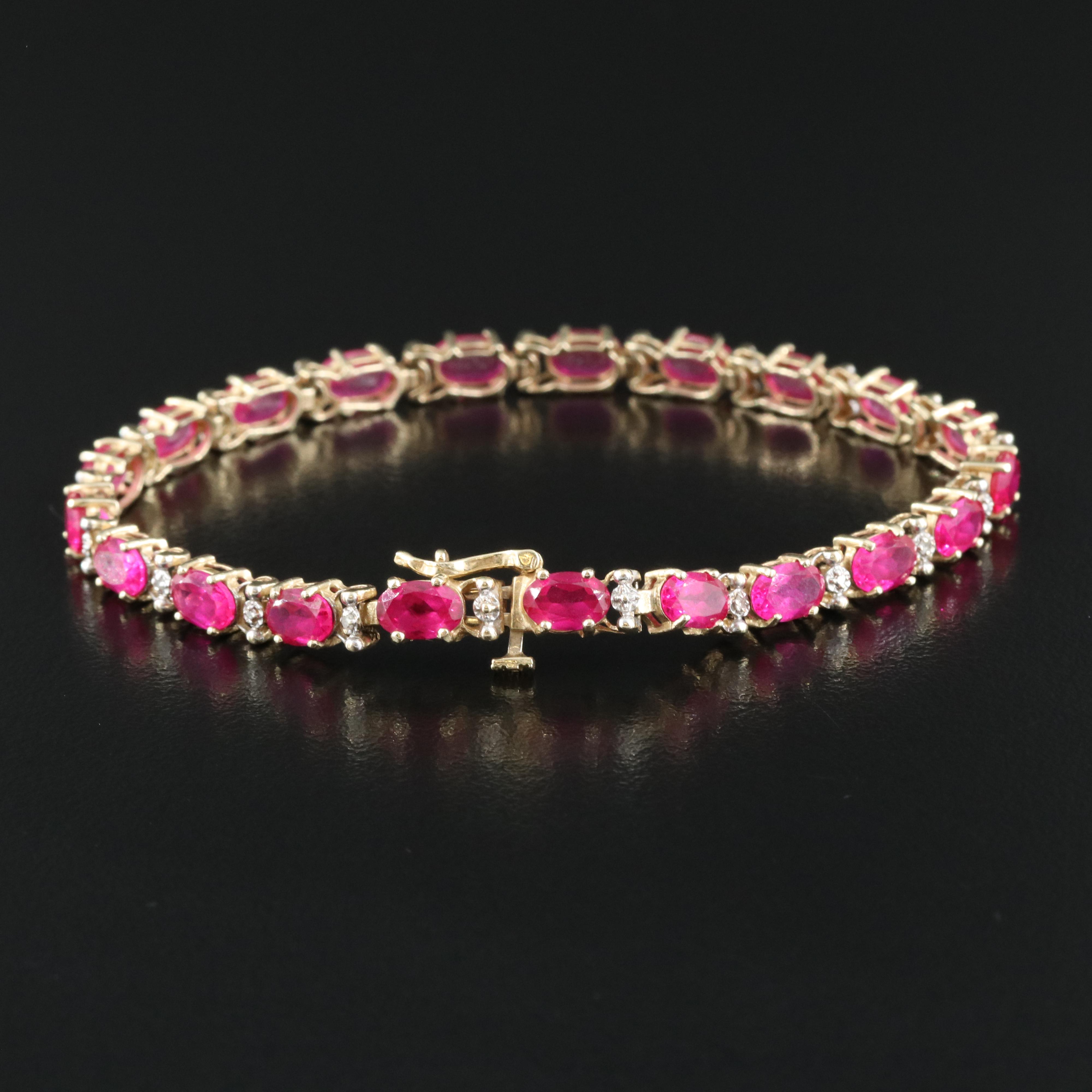 10K Ruby and Diamond Tennis Bracelet