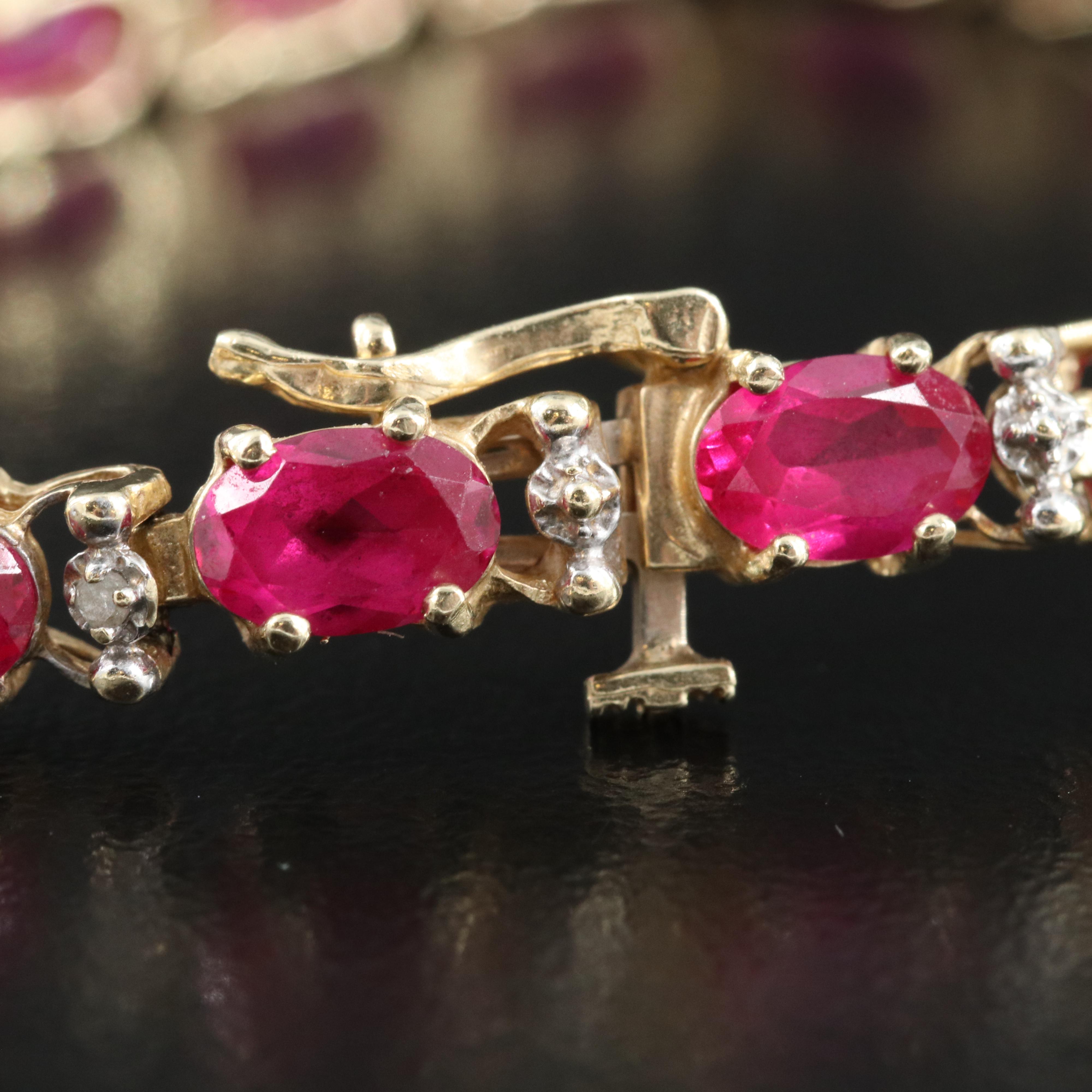 10K Ruby and Diamond Tennis Bracelet