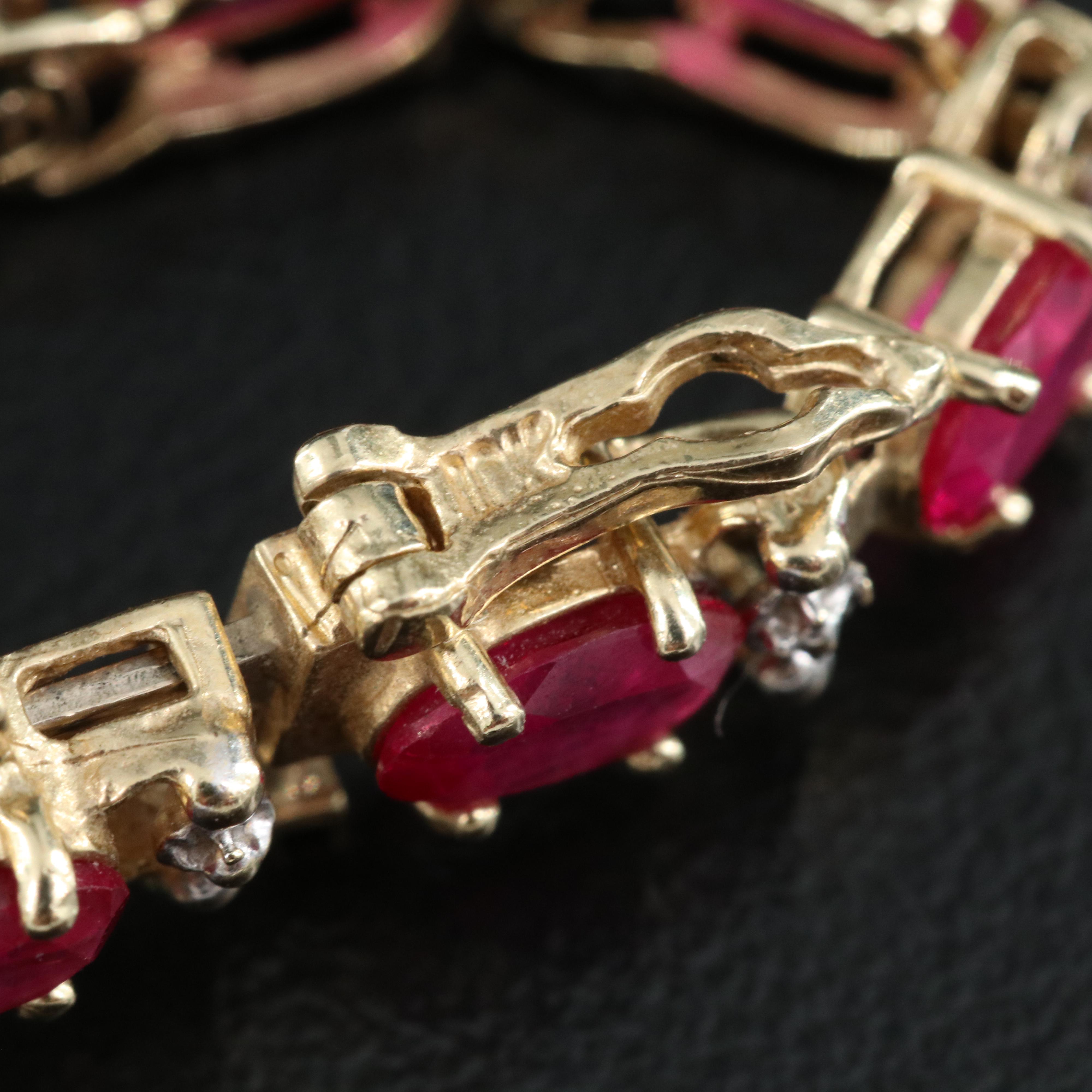 10K Ruby and Diamond Tennis Bracelet