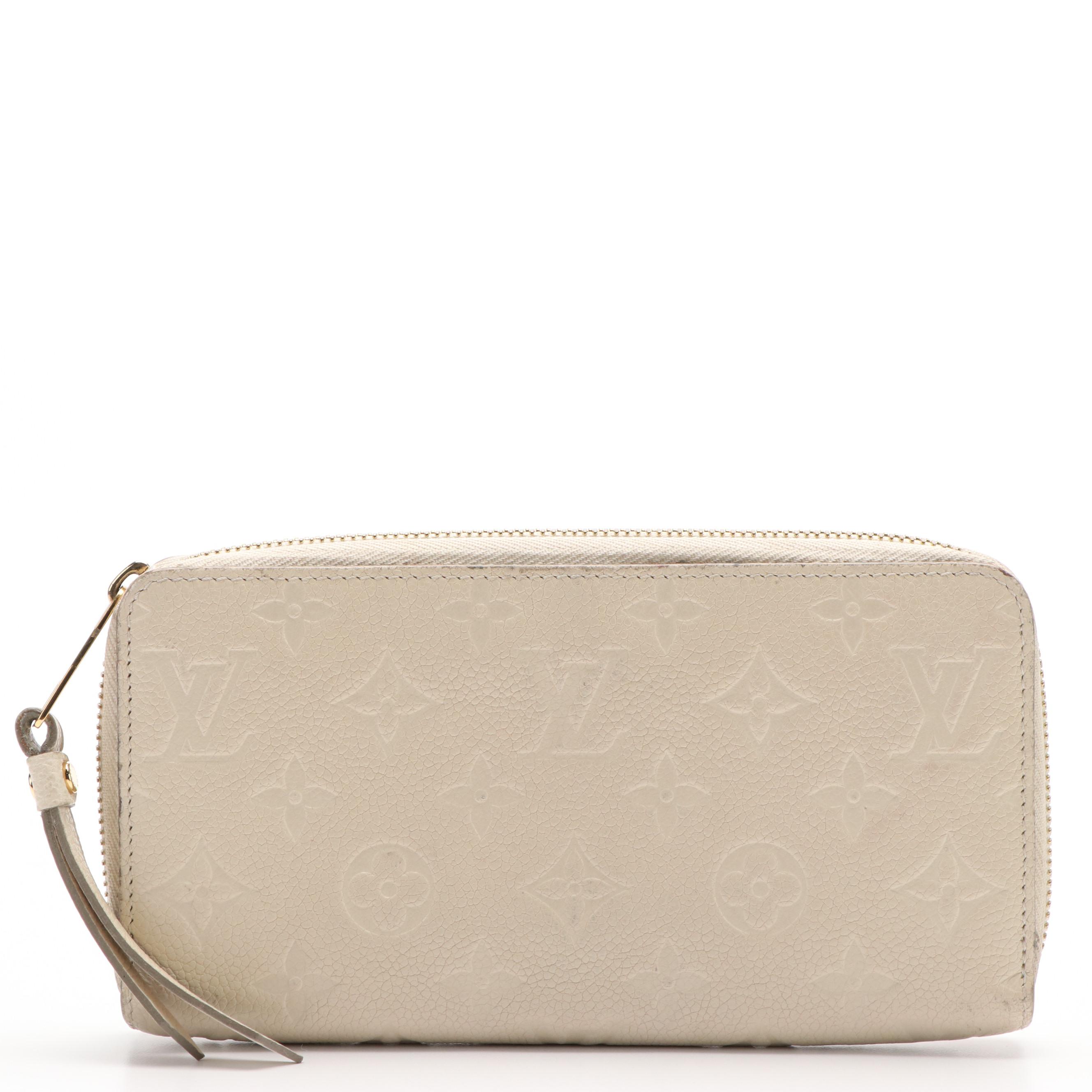 Louis Vuitton Monogram Empreinte Cream Leather Zip Around Wallet