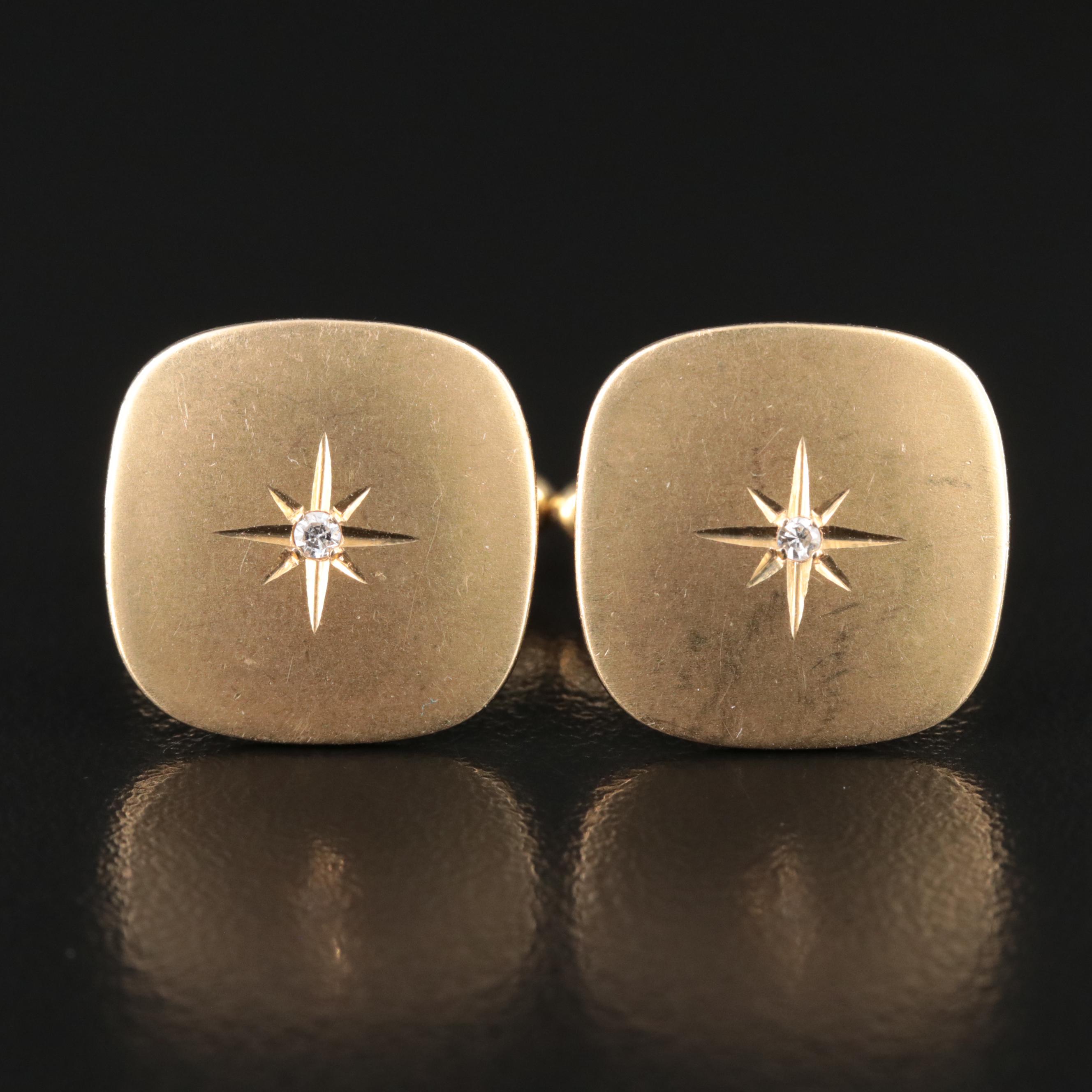 Vintage Dolan Bullock 14K 0.05 CTW Diamond Cufflinks