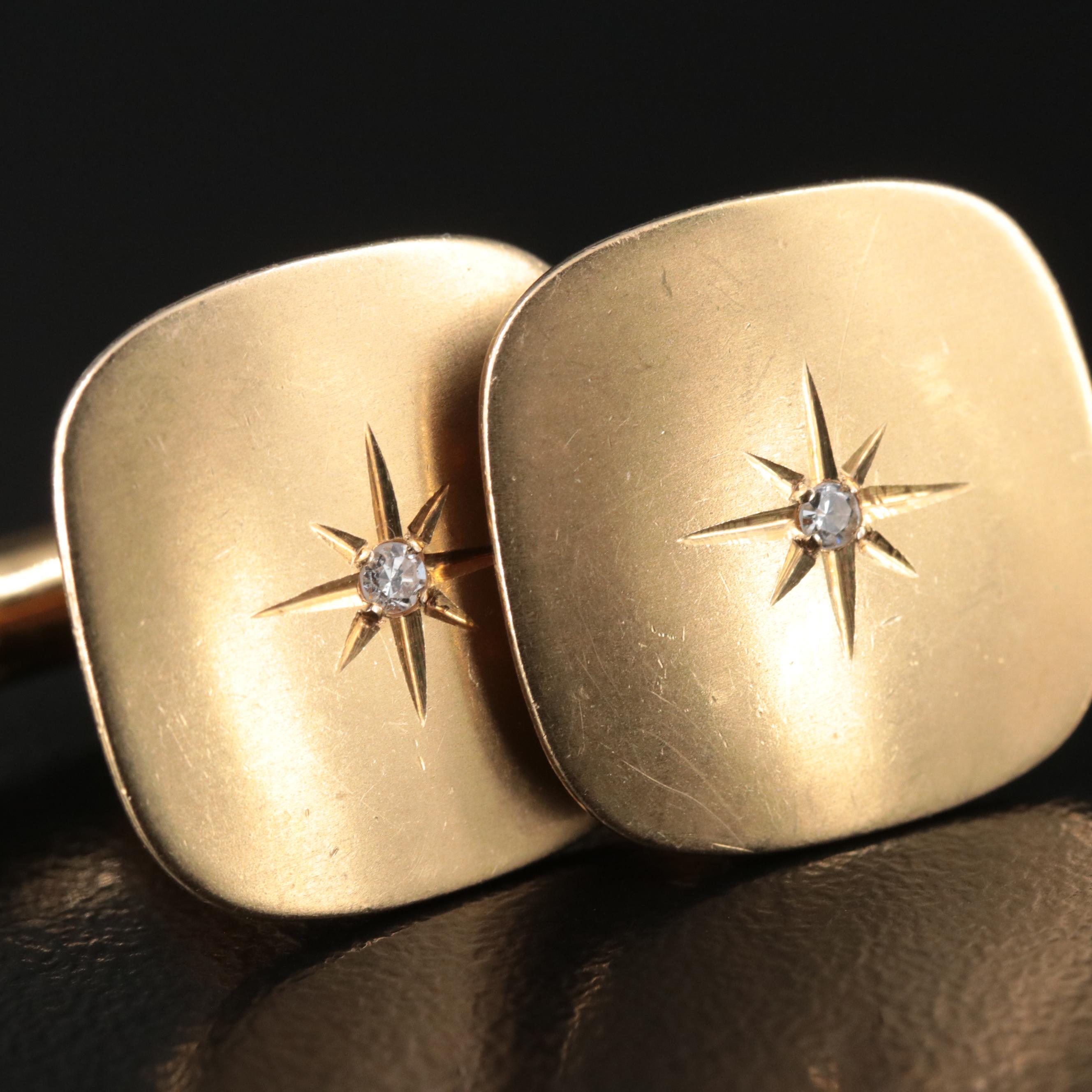 Vintage Dolan Bullock 14K 0.05 CTW Diamond Cufflinks