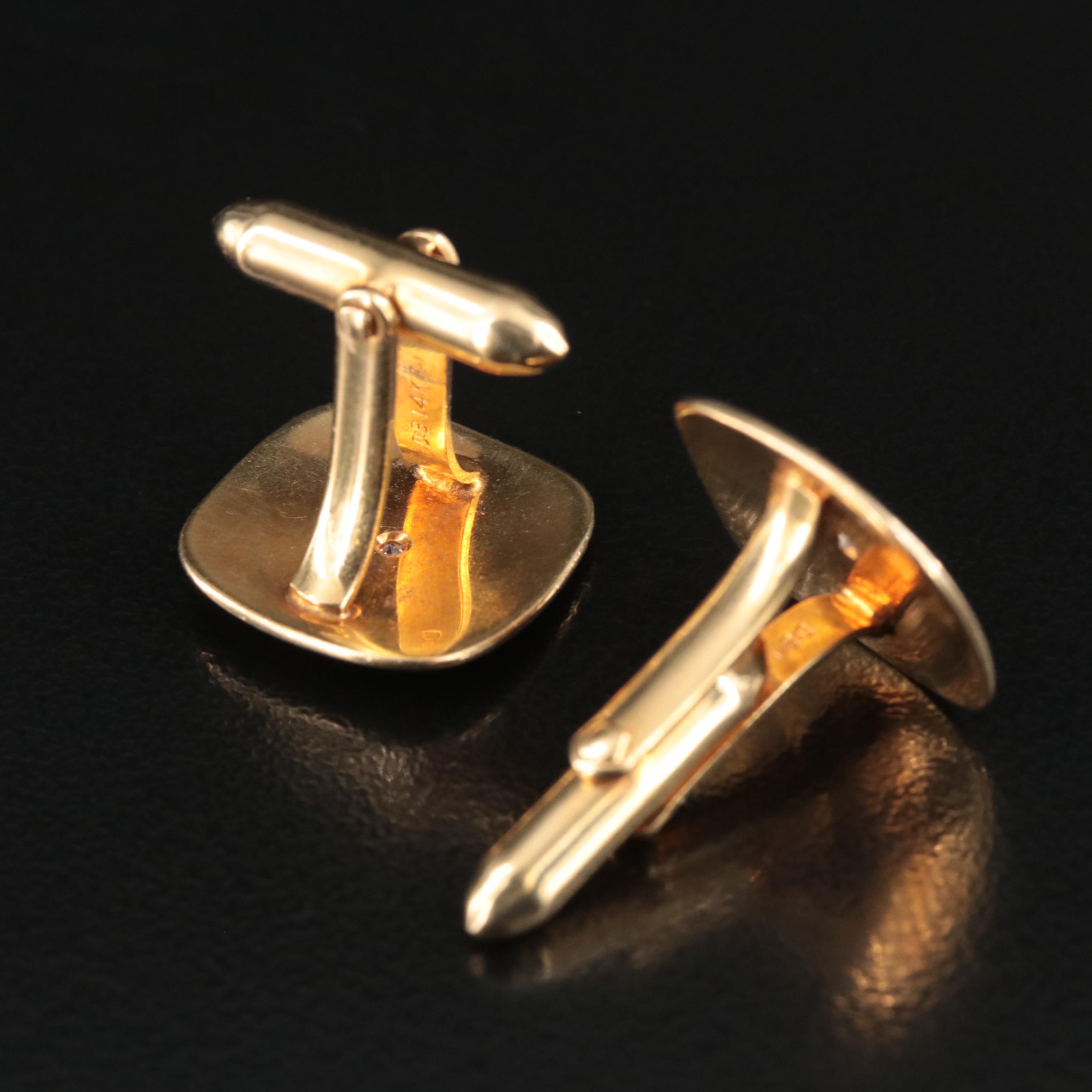 Vintage Dolan Bullock 14K 0.05 CTW Diamond Cufflinks