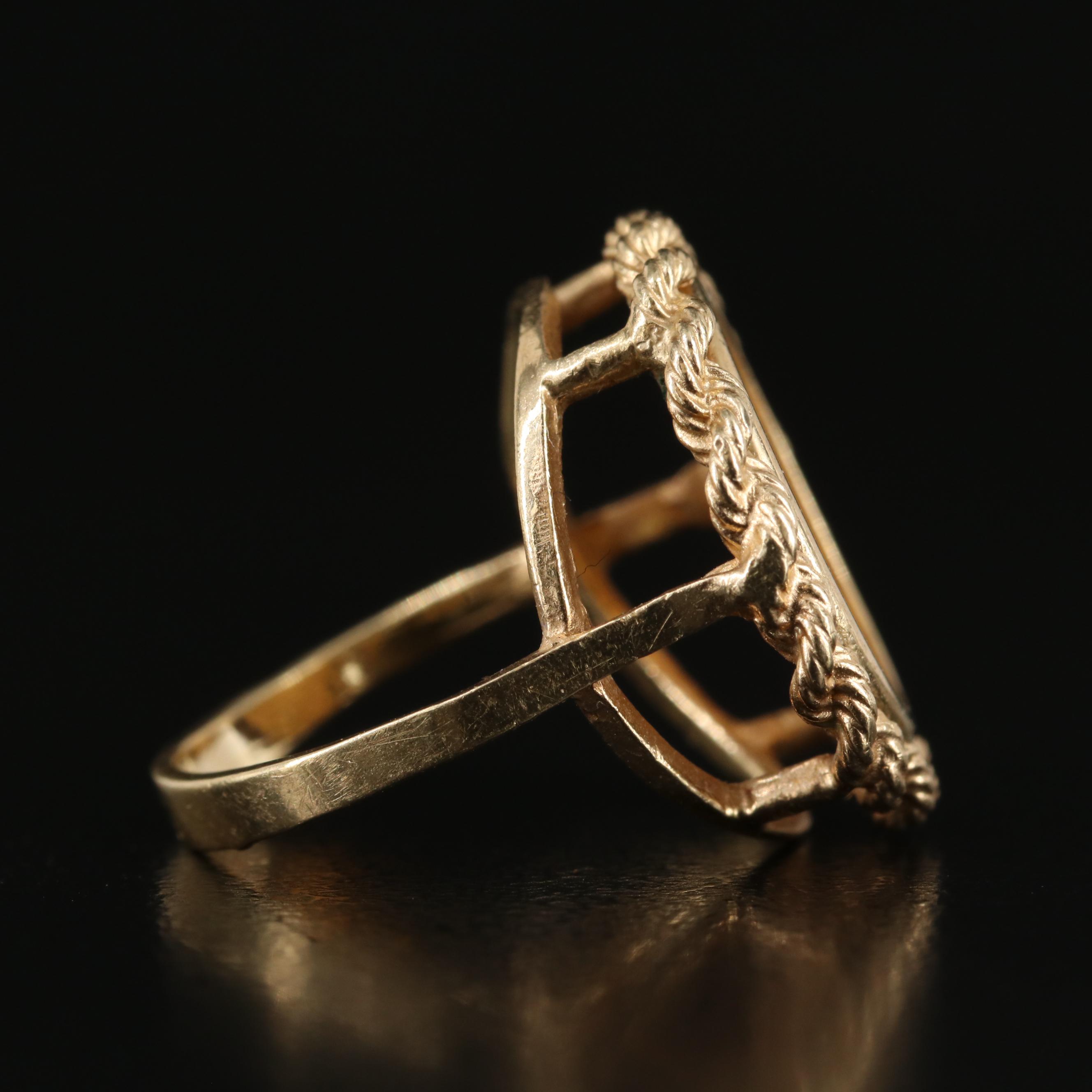 14K Ring with 1945 Mexican Dos Pesos Gold Coin