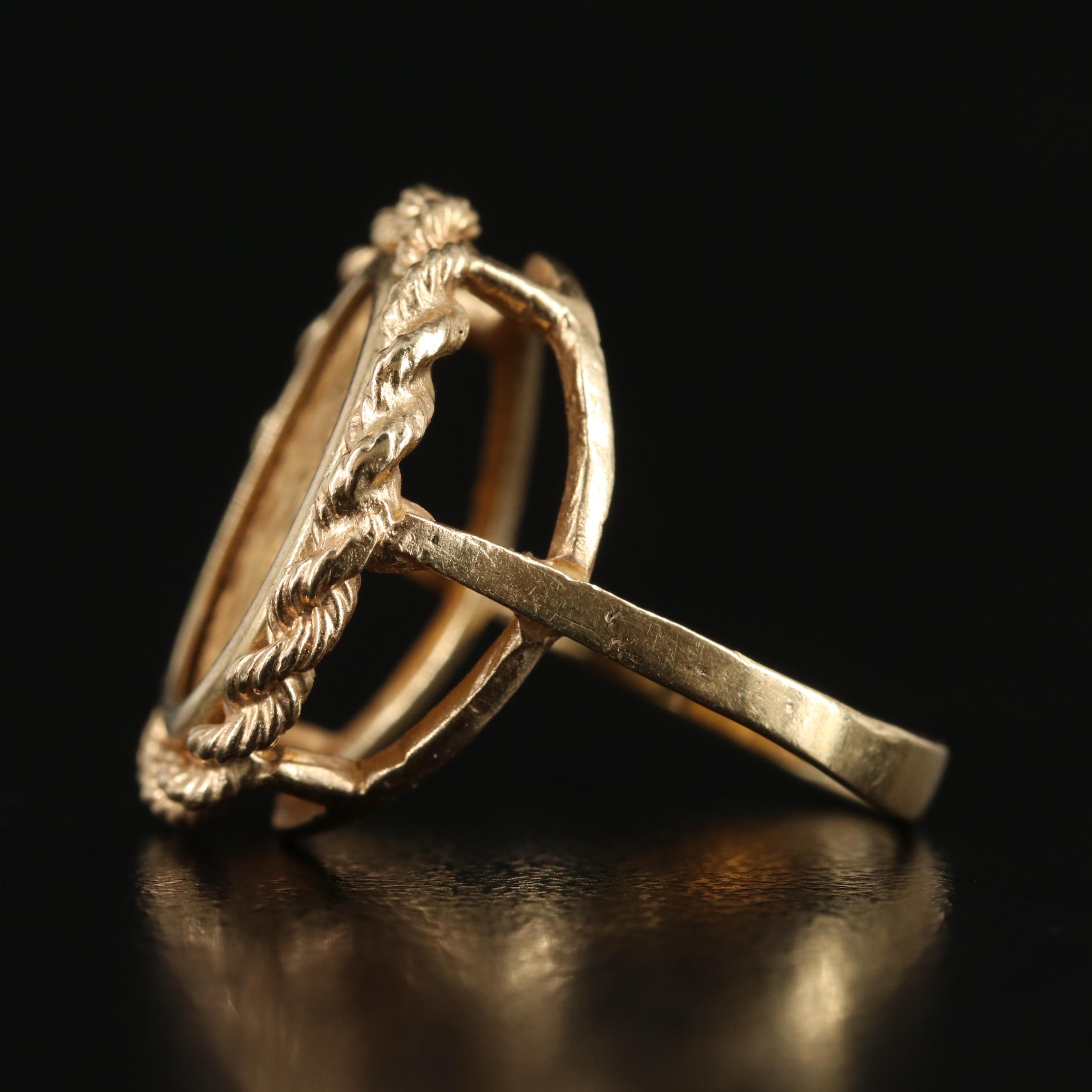 14K Ring with 1945 Mexican Dos Pesos Gold Coin