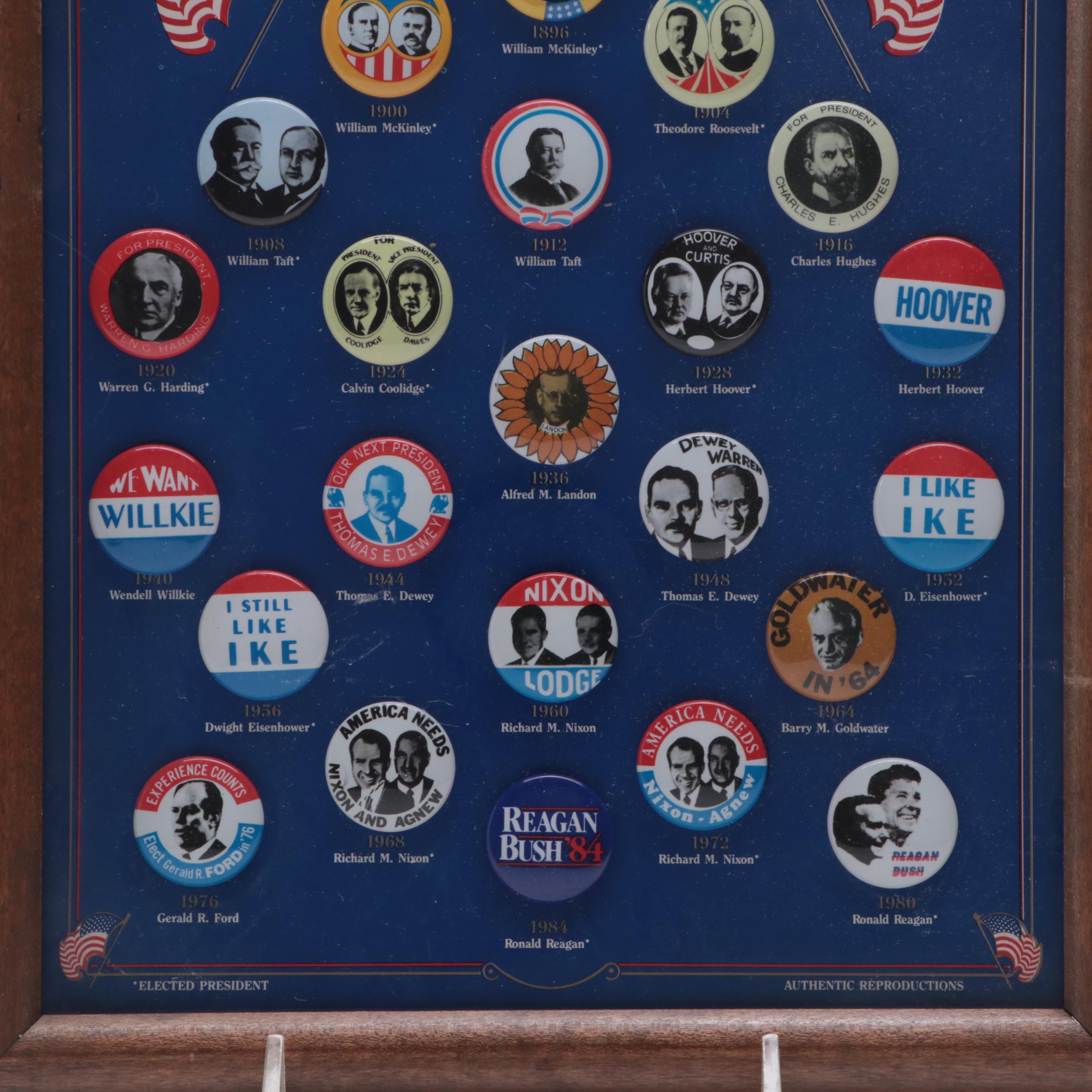 Framed Republican Presidential Campaign Replica Buttons