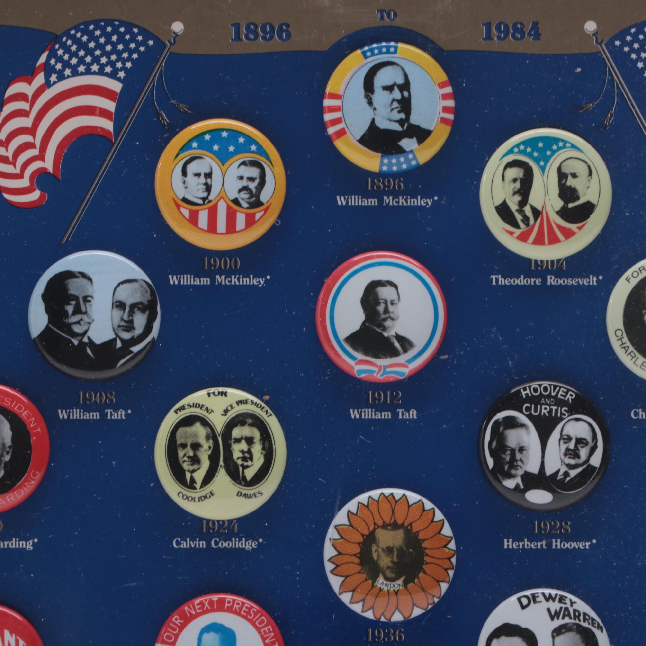 Framed Republican Presidential Campaign Replica Buttons