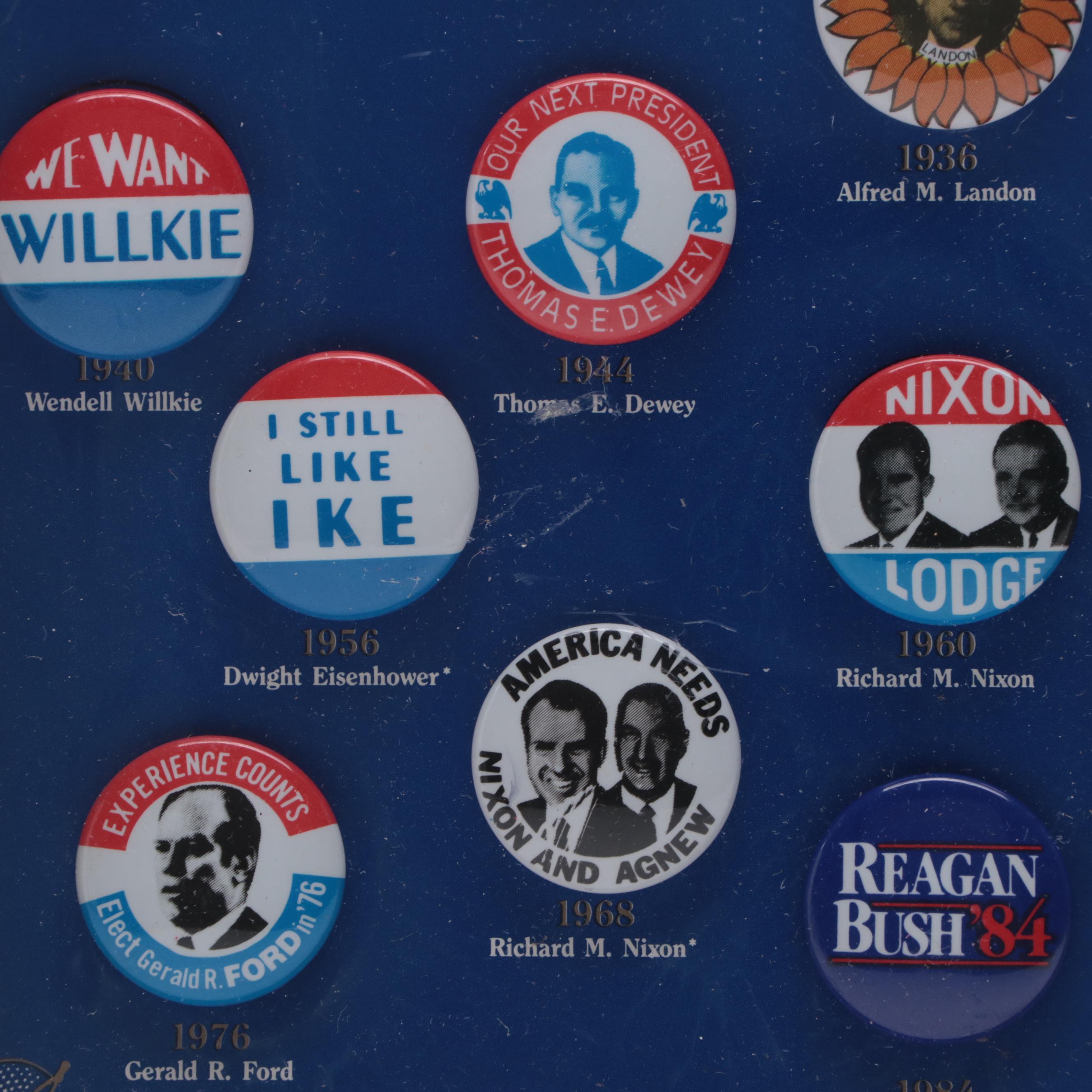 Framed Republican Presidential Campaign Replica Buttons