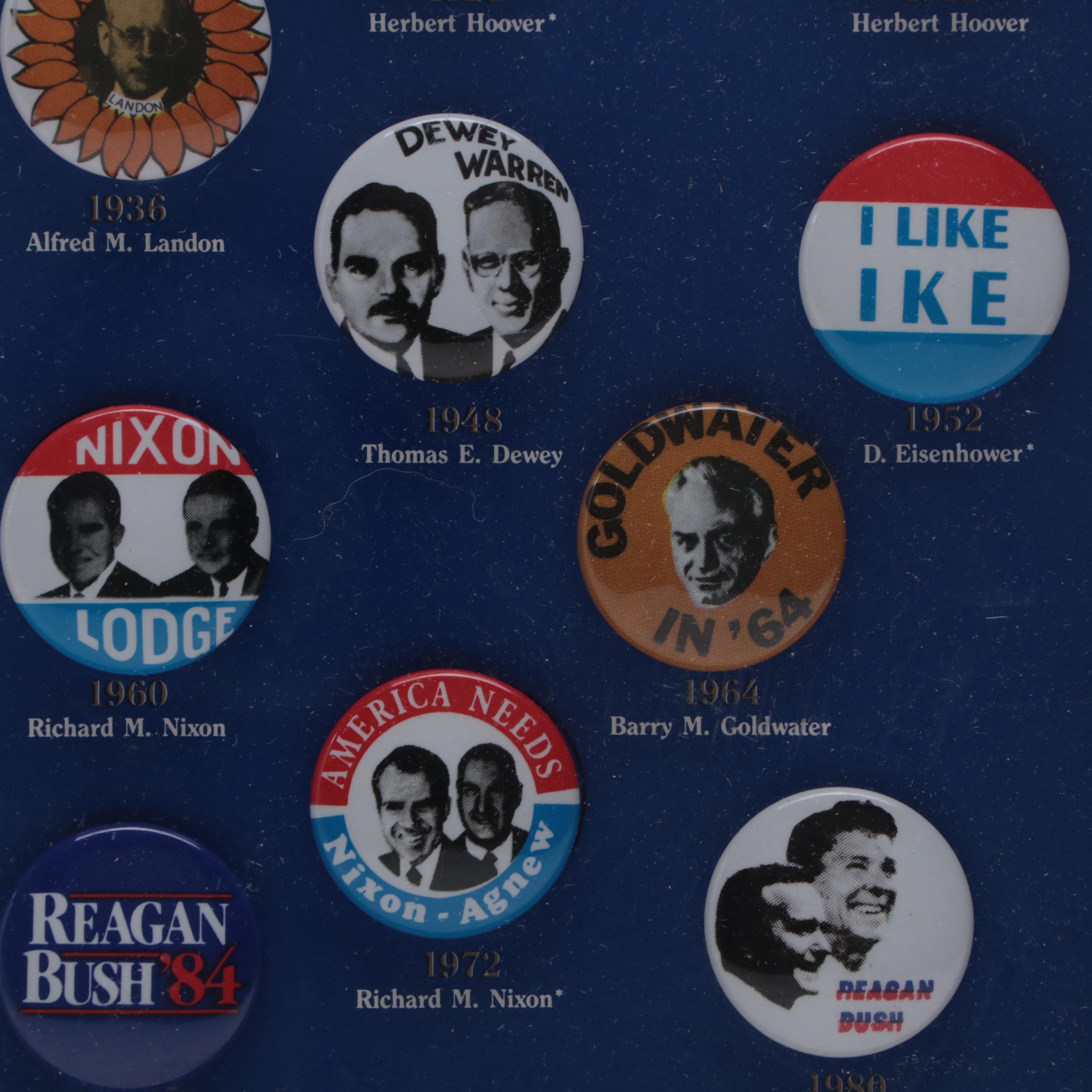 Framed Republican Presidential Campaign Replica Buttons