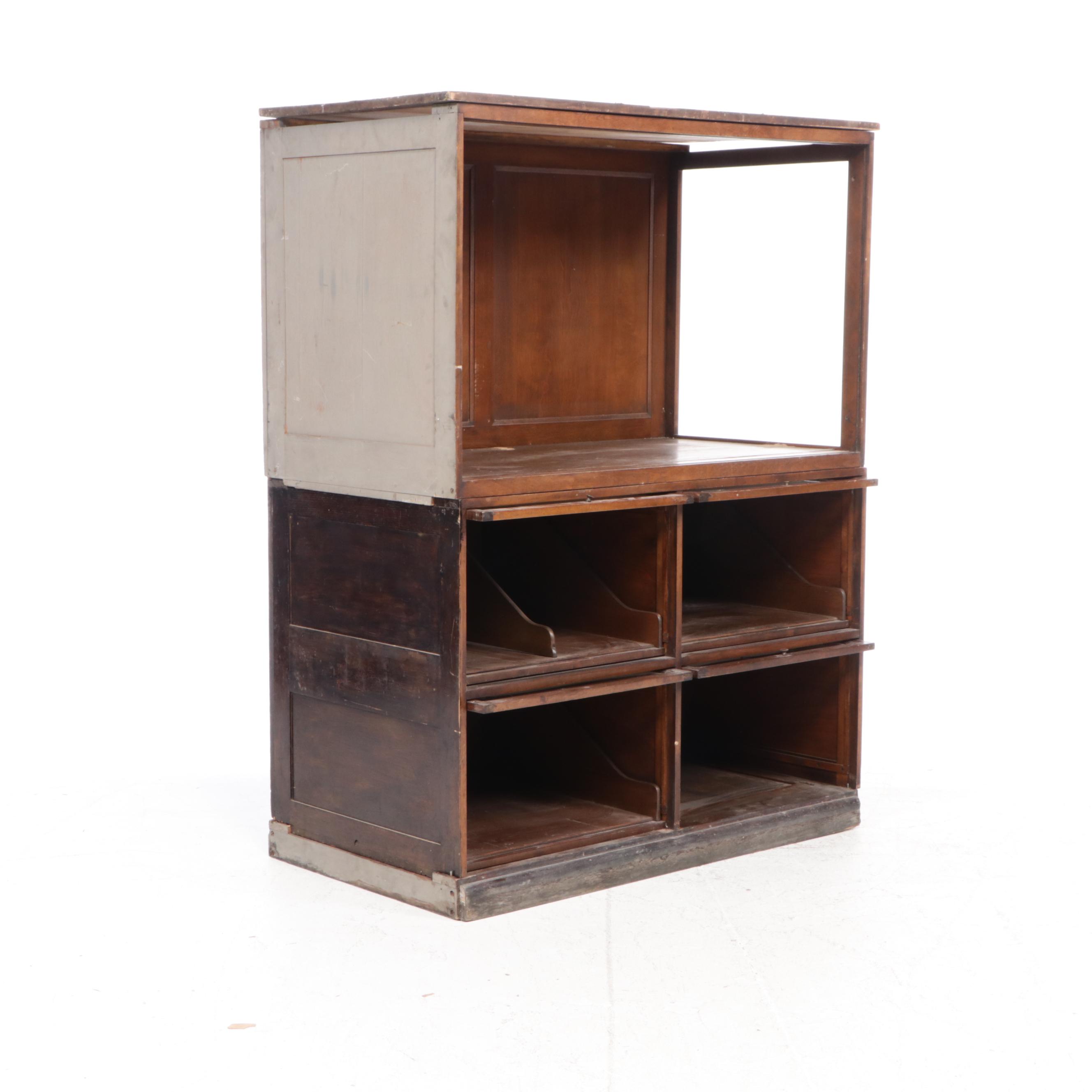 Wooden Glass Front Mercantile Display Cabinet, Early 20th Century