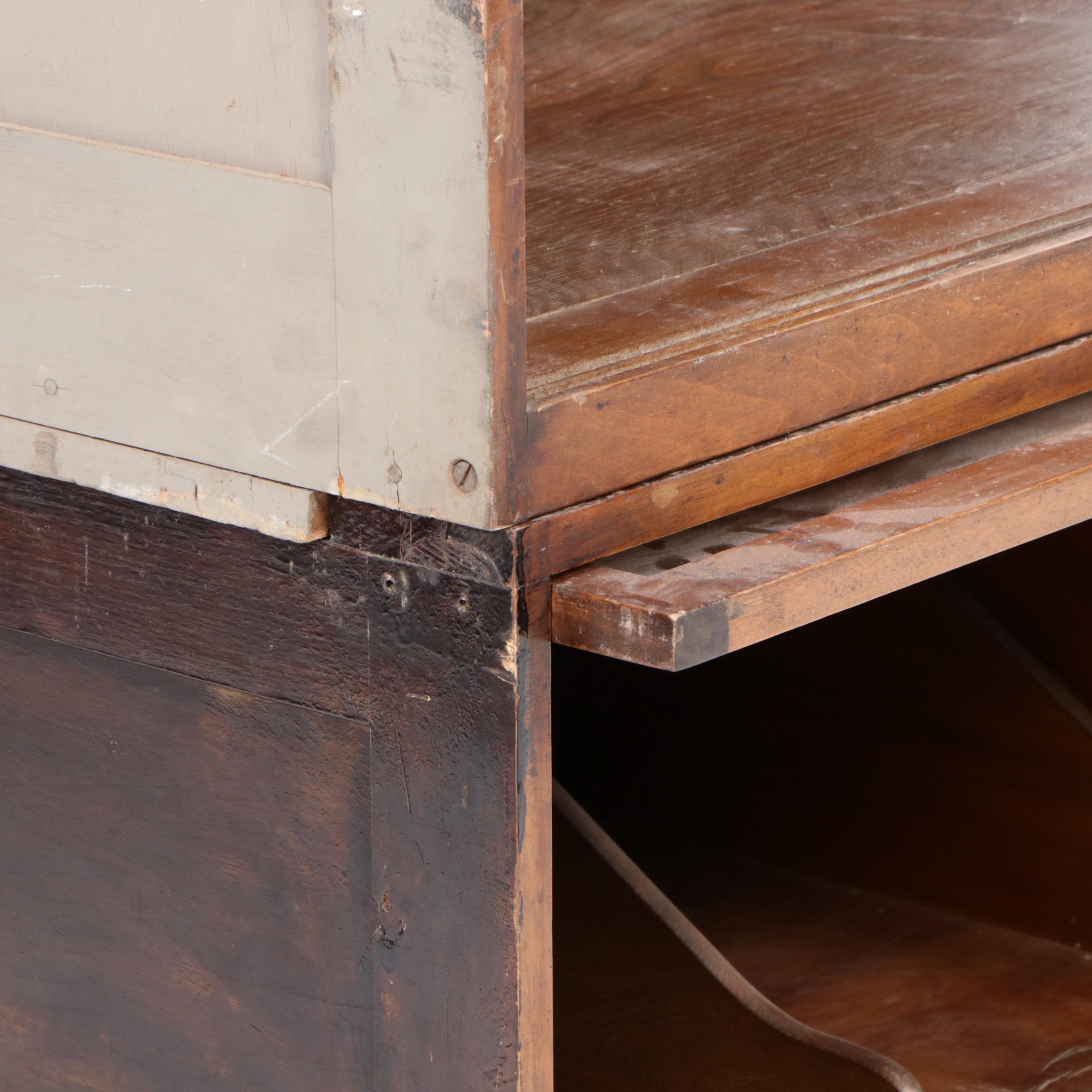 Wooden Glass Front Mercantile Display Cabinet, Early 20th Century