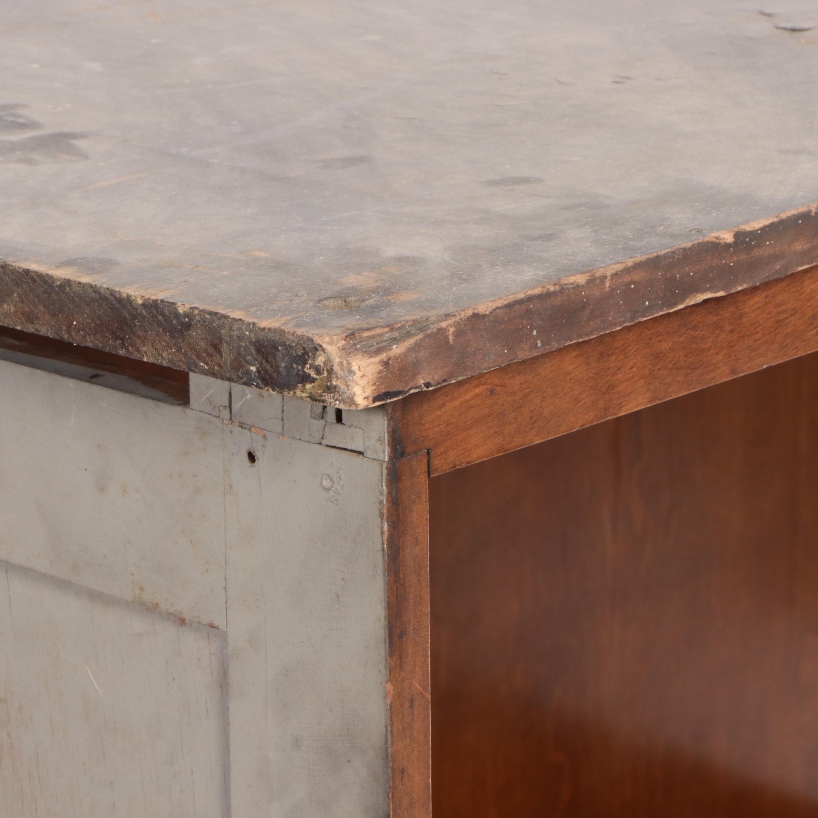 Wooden Glass Front Mercantile Display Cabinet, Early 20th Century