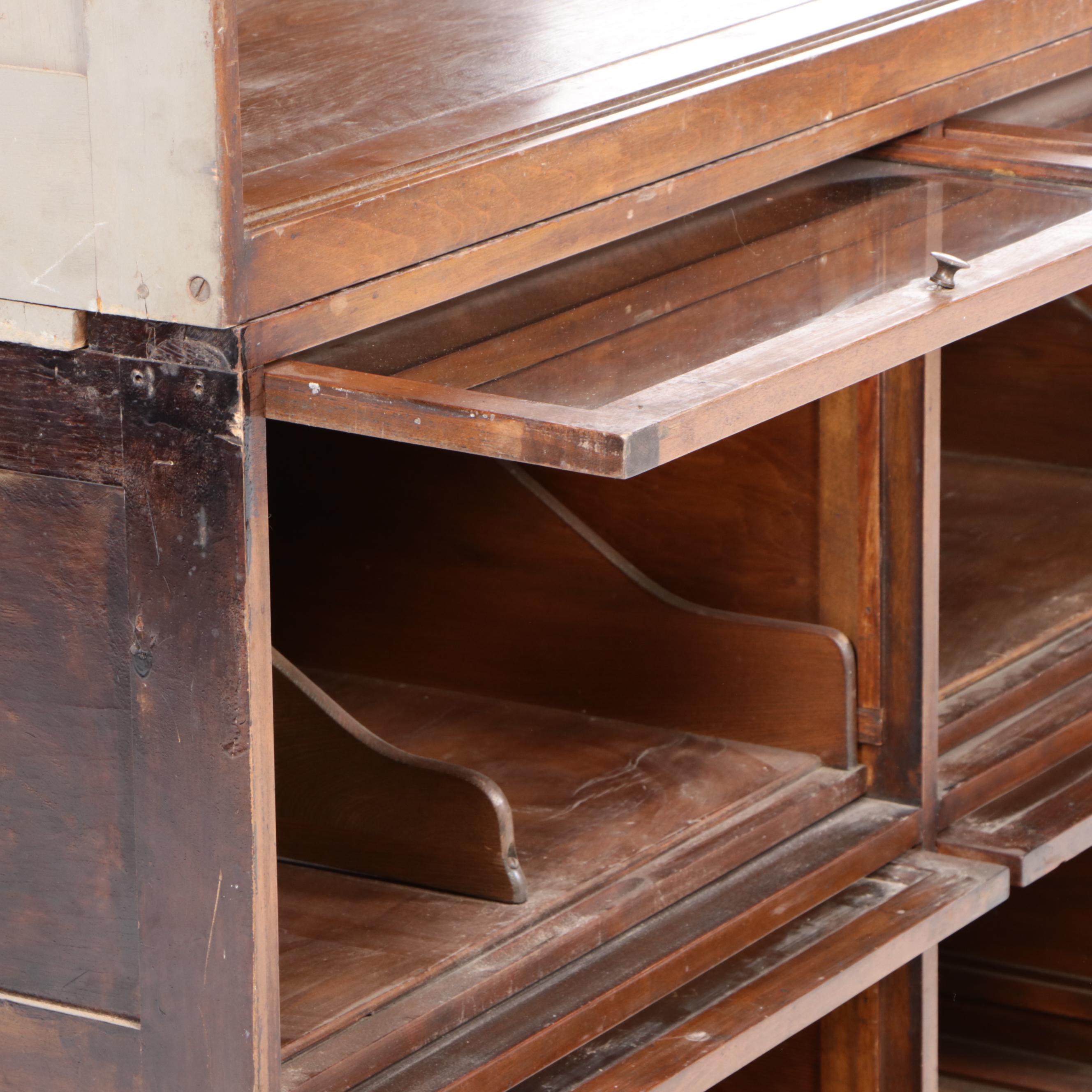 Wooden Glass Front Mercantile Display Cabinet, Early 20th Century