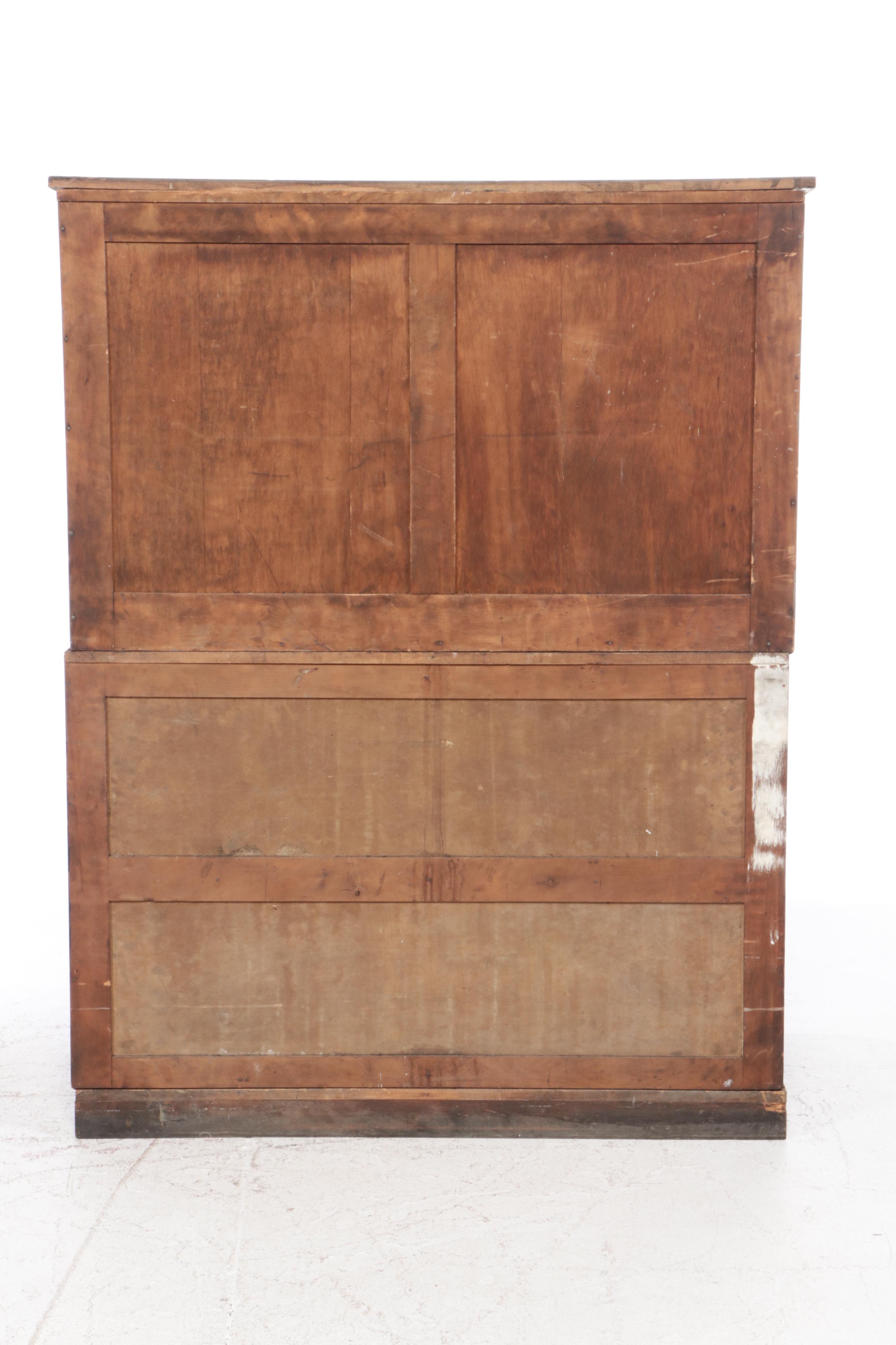 Wooden Glass Front Mercantile Display Cabinet, Early 20th Century