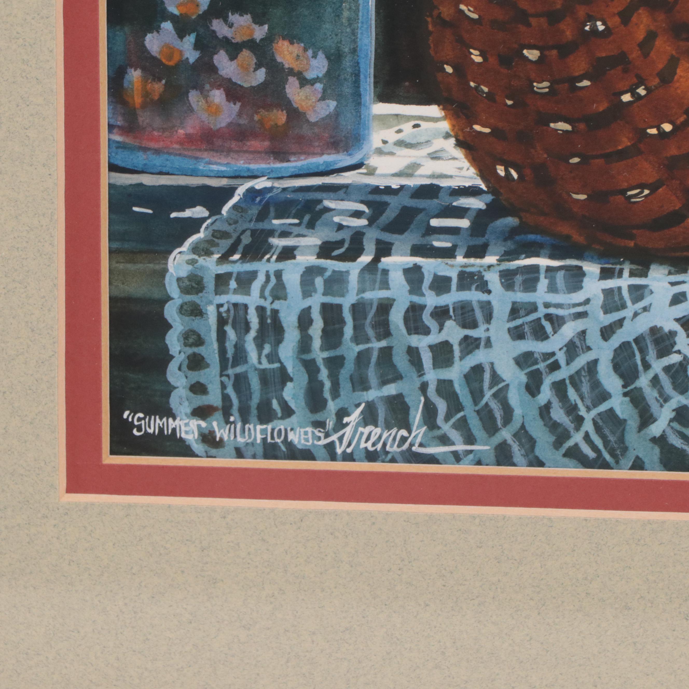 Steve French Still Life Watercolor Painting "Summer Wildflowers"