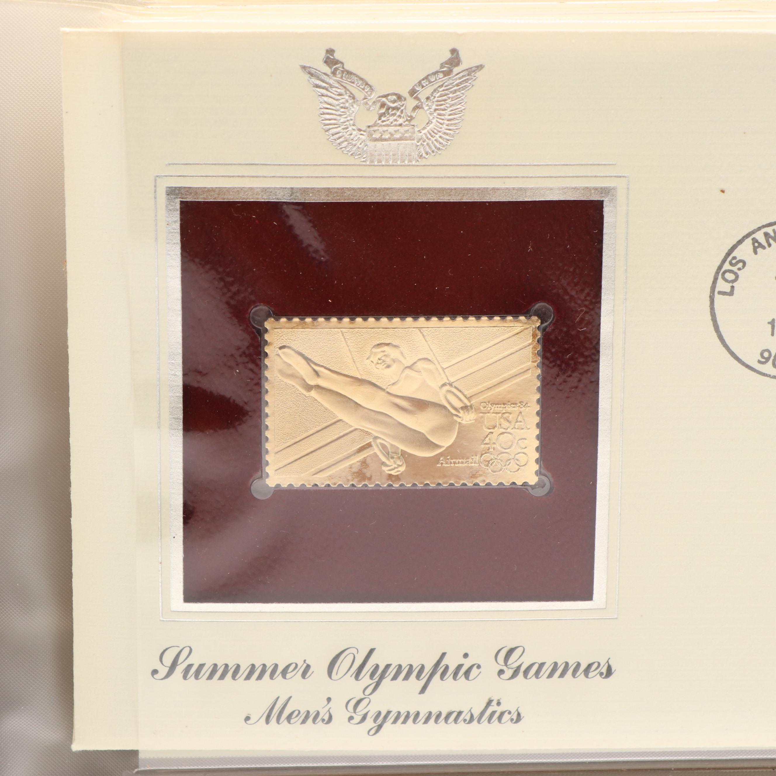 Collection of Twelve Golden Replicas of United States Stamps on First Day Covers