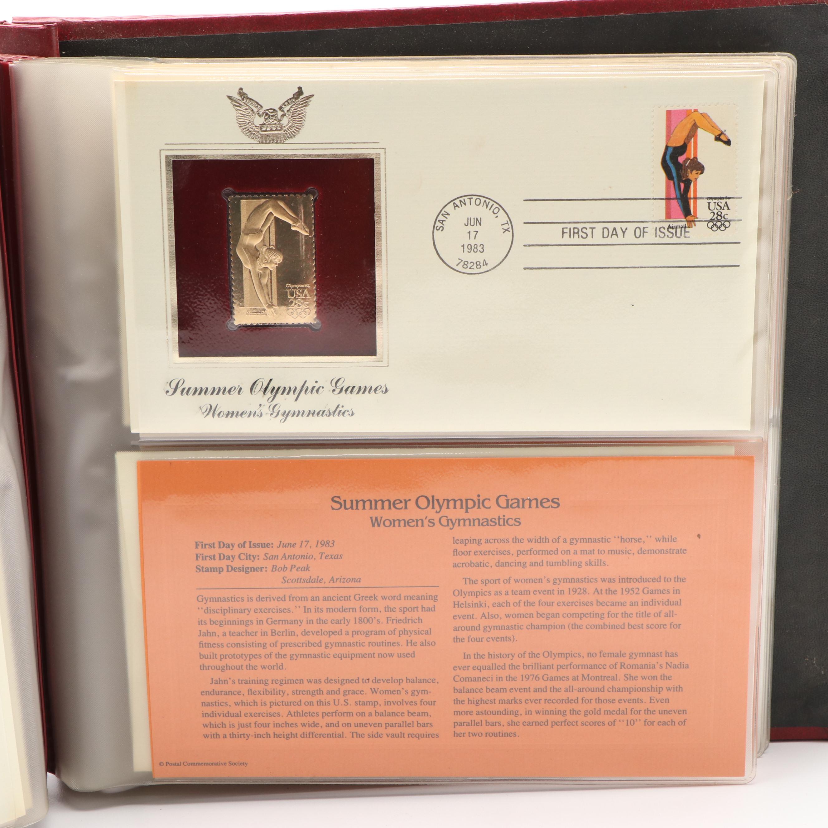Collection of Twelve Golden Replicas of United States Stamps on First Day Covers
