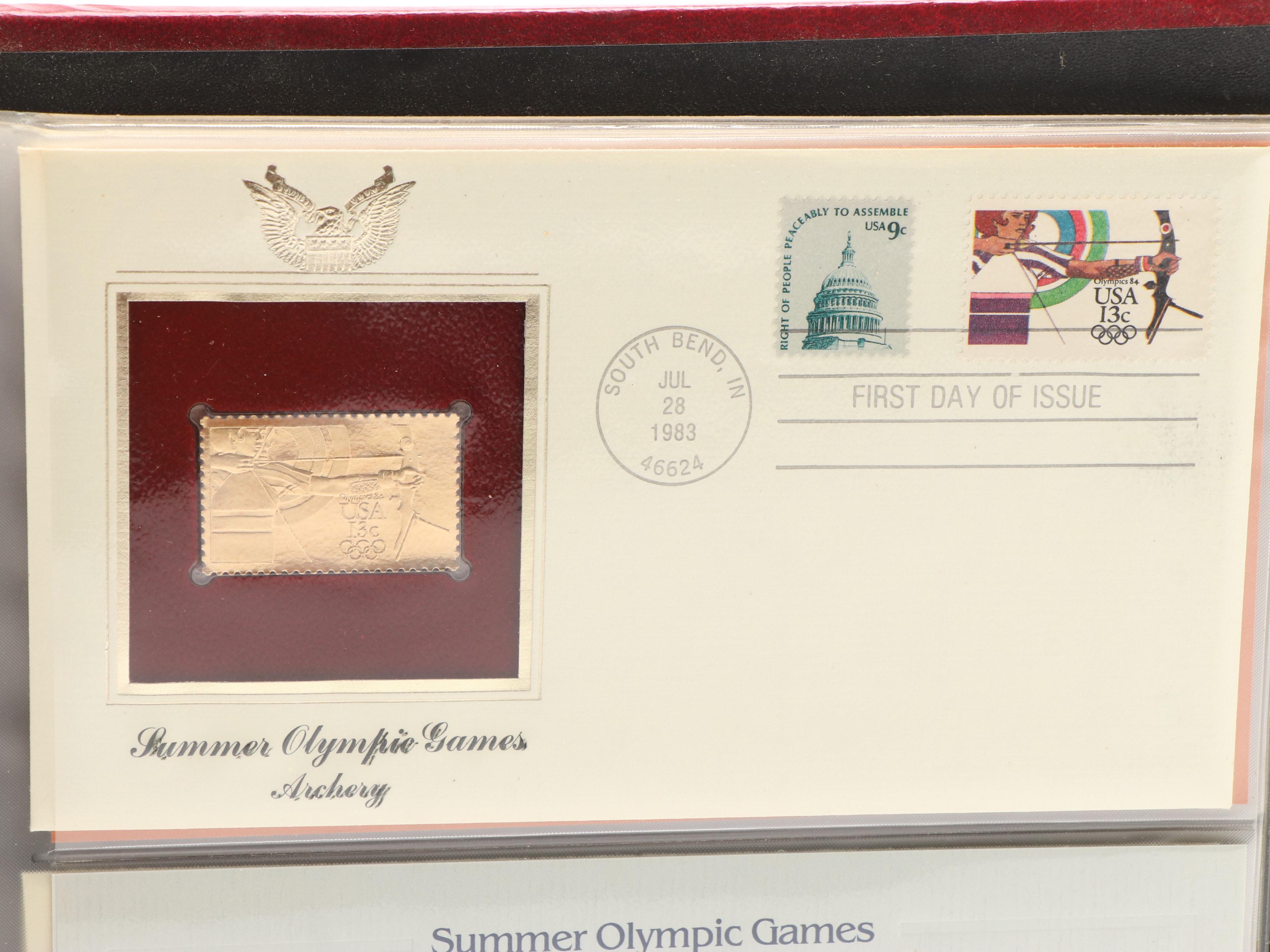 Collection of Twelve Golden Replicas of United States Stamps on First Day Covers