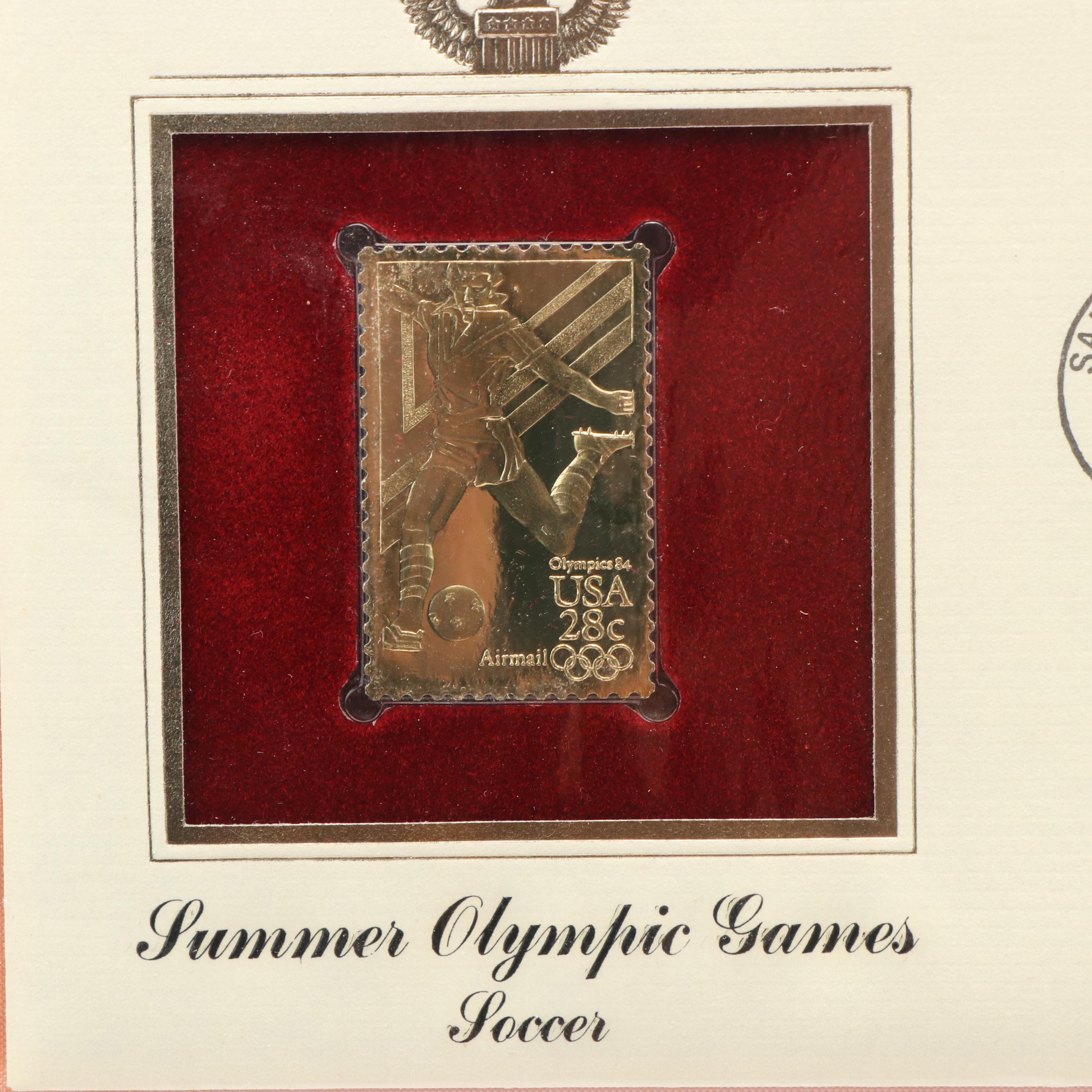 Collection of Twelve Golden Replicas of United States Stamps on First Day Covers