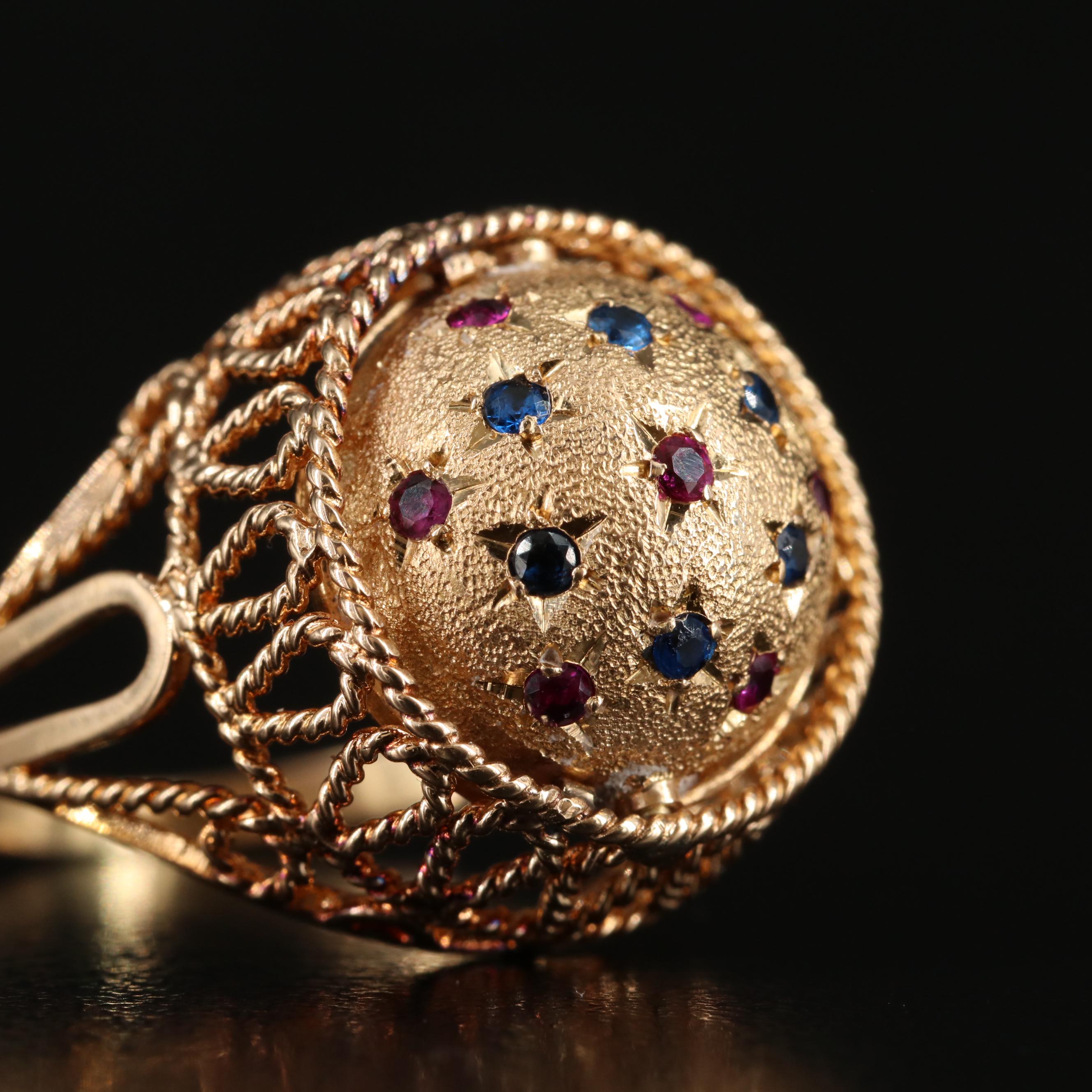 18K Ruby and Spinel Flip Ring with 1945 Mexican Dos Pesos Gold Coin