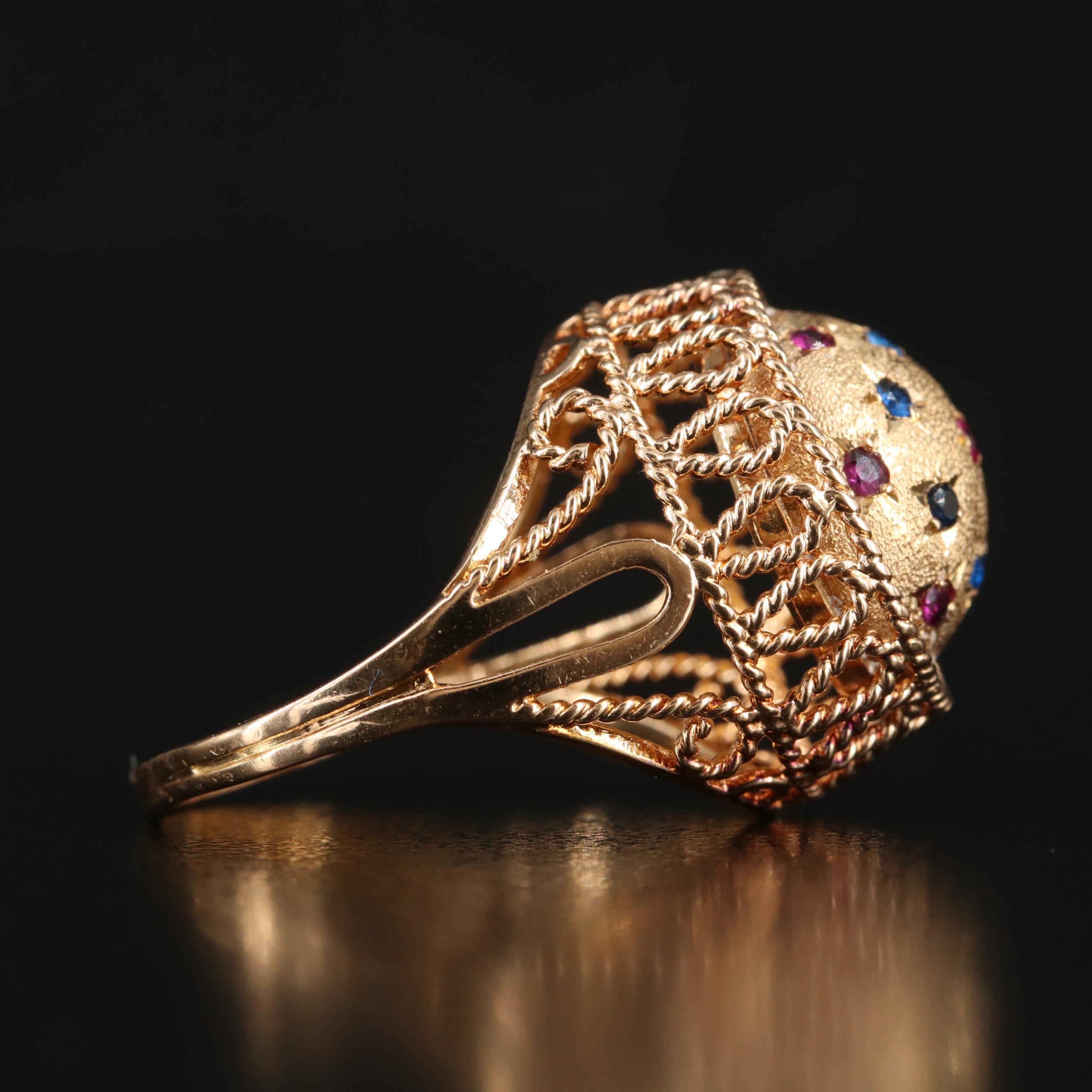 18K Ruby and Spinel Flip Ring with 1945 Mexican Dos Pesos Gold Coin