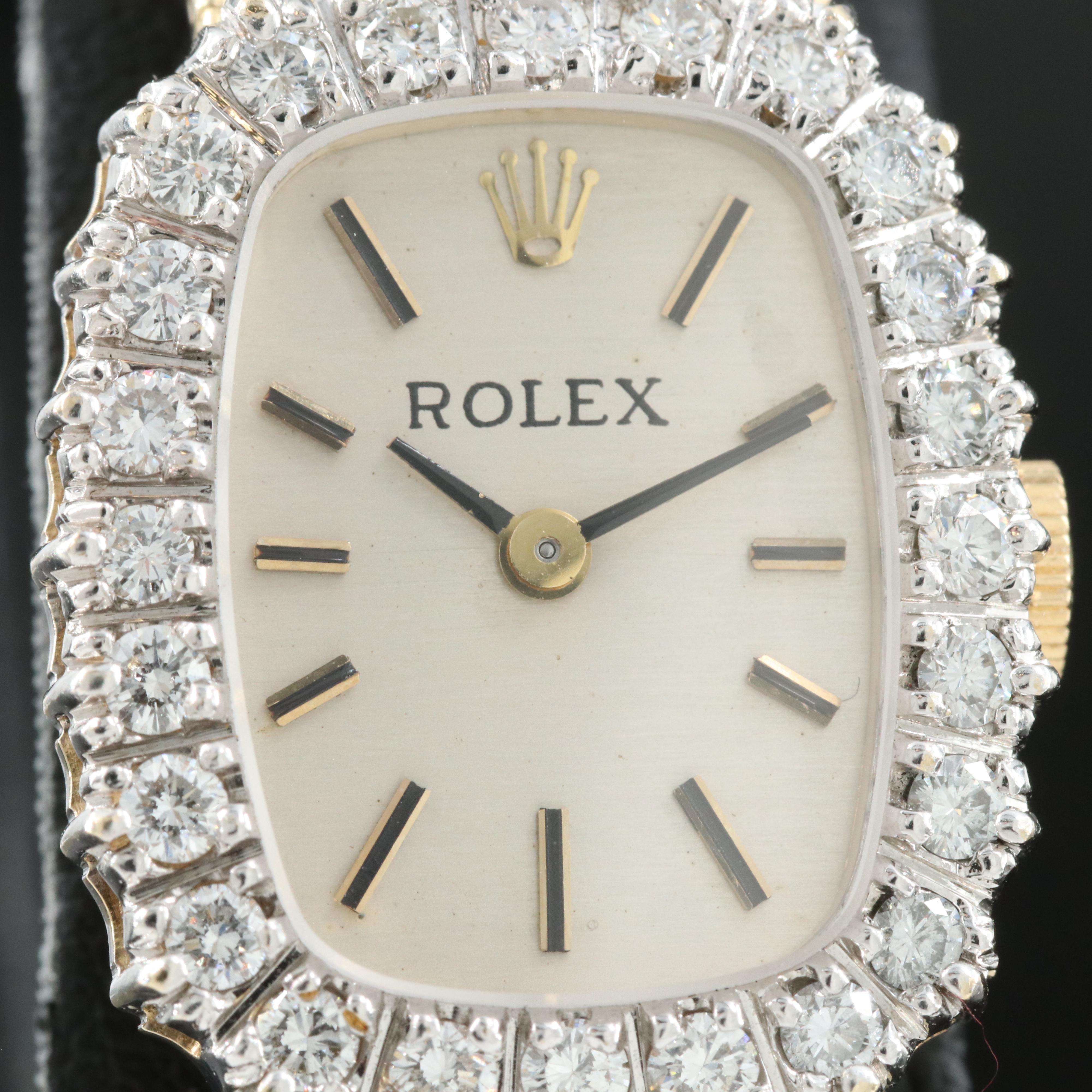 14K and Diamond Rolex Manual-Wind Watch
