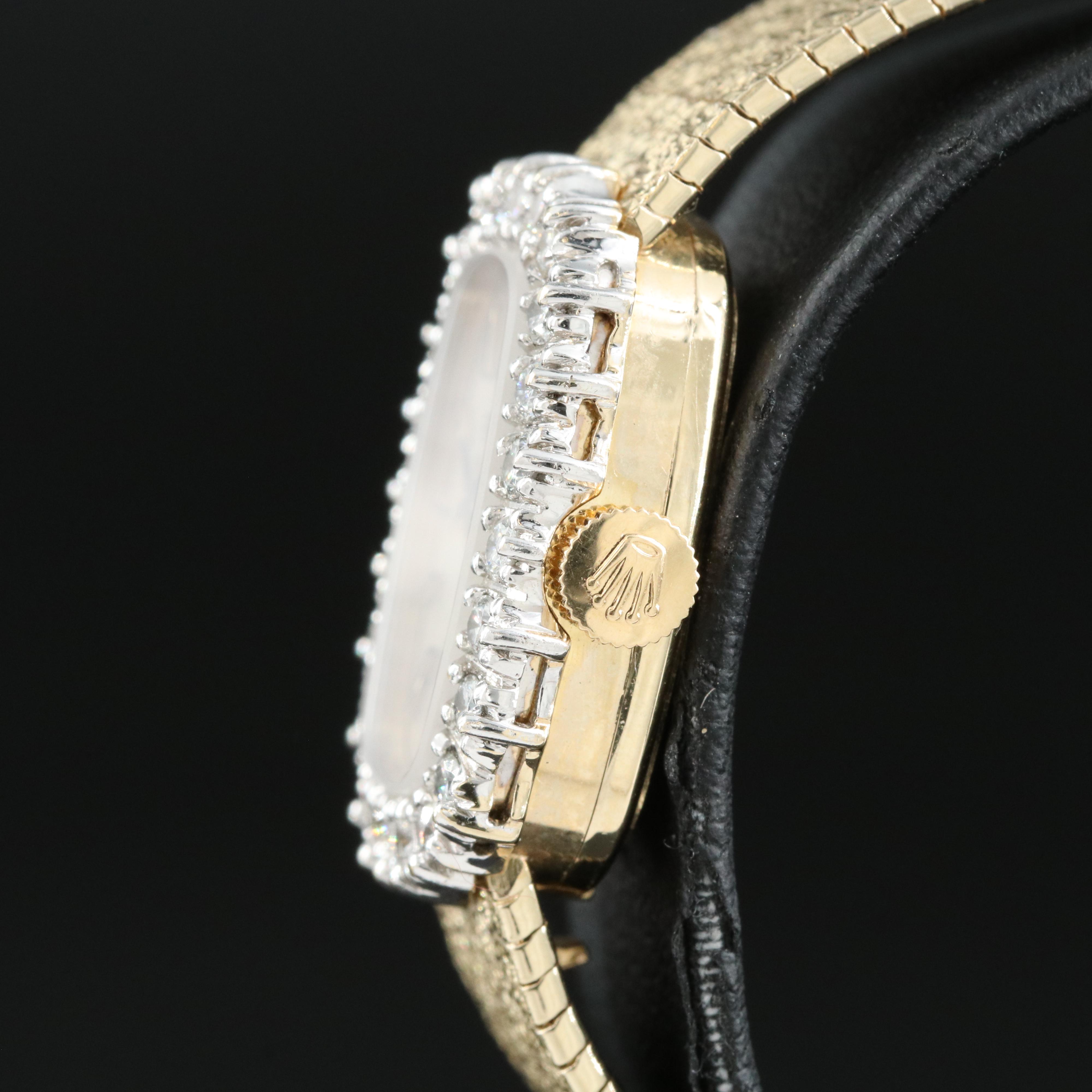 14K and Diamond Rolex Manual-Wind Watch