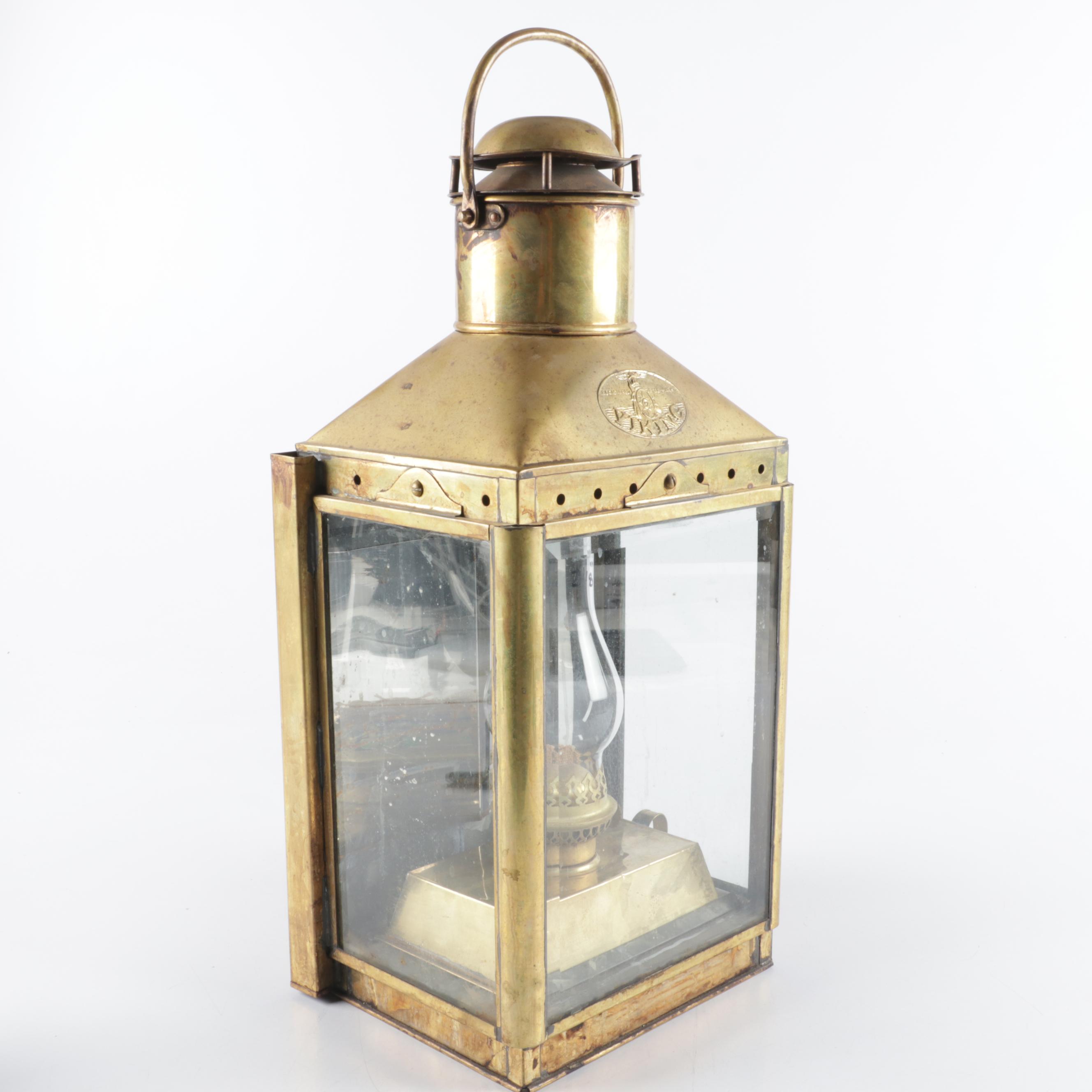 Brass Viking Oil Lantern and Small Oil Lamp