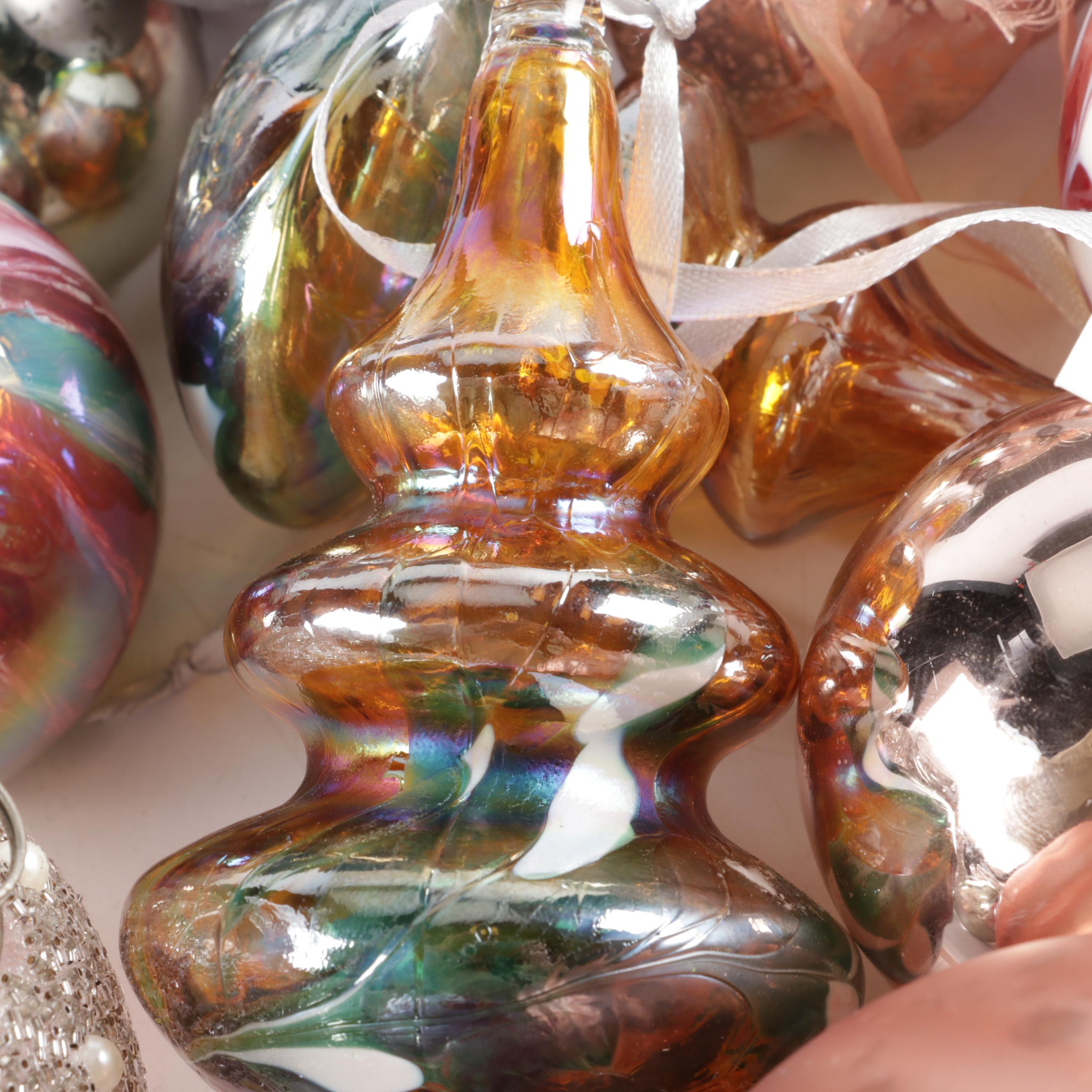 Iridescent Glass Ornaments with More Glass Christmas Tree Ornaments