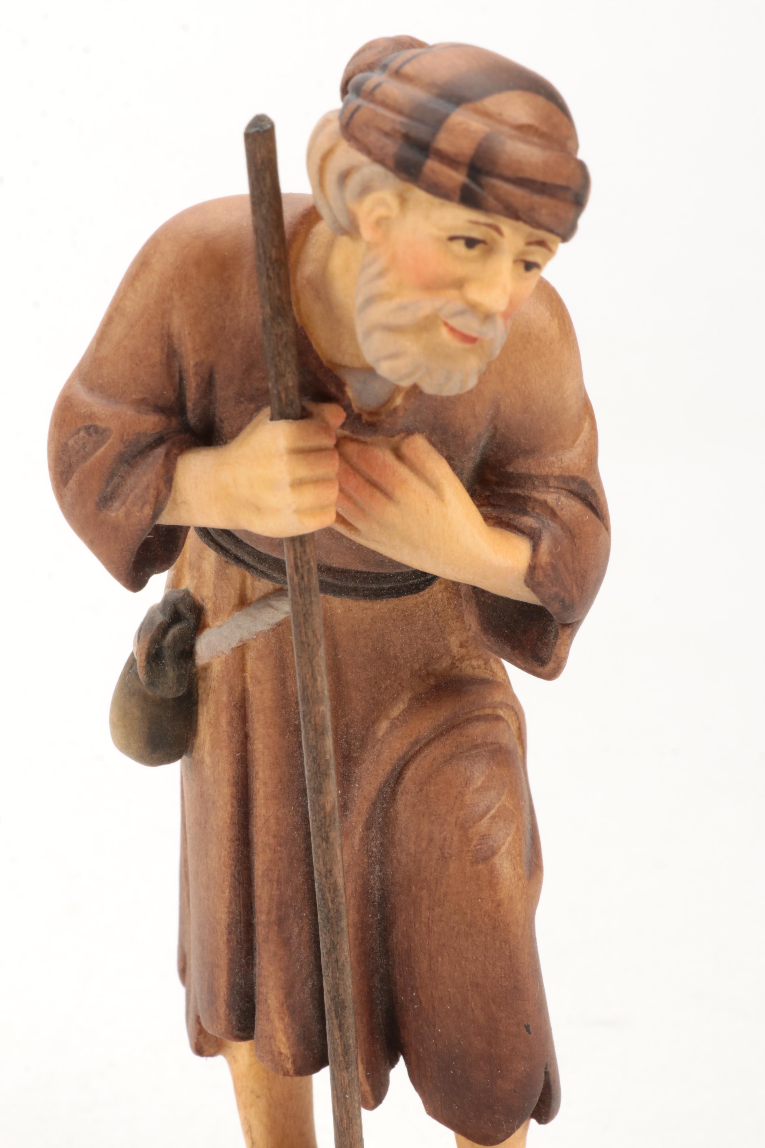 ANRI "The Vatican Library Collection" Carved Wood Nativity Figurines and Stable