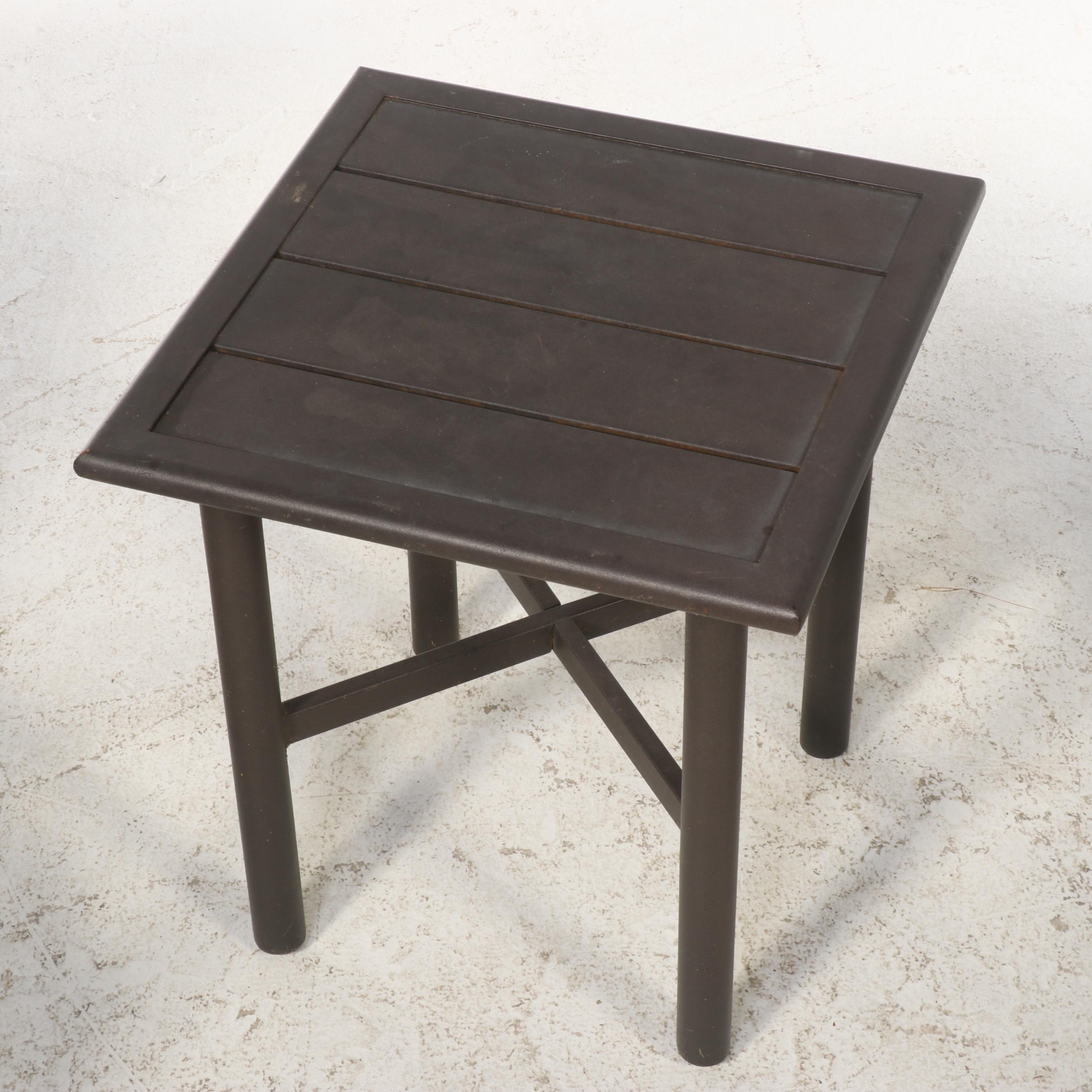 1/3 Pair of Powder-Coated Metal Patio Rocking Lounge Chairs with Side Table