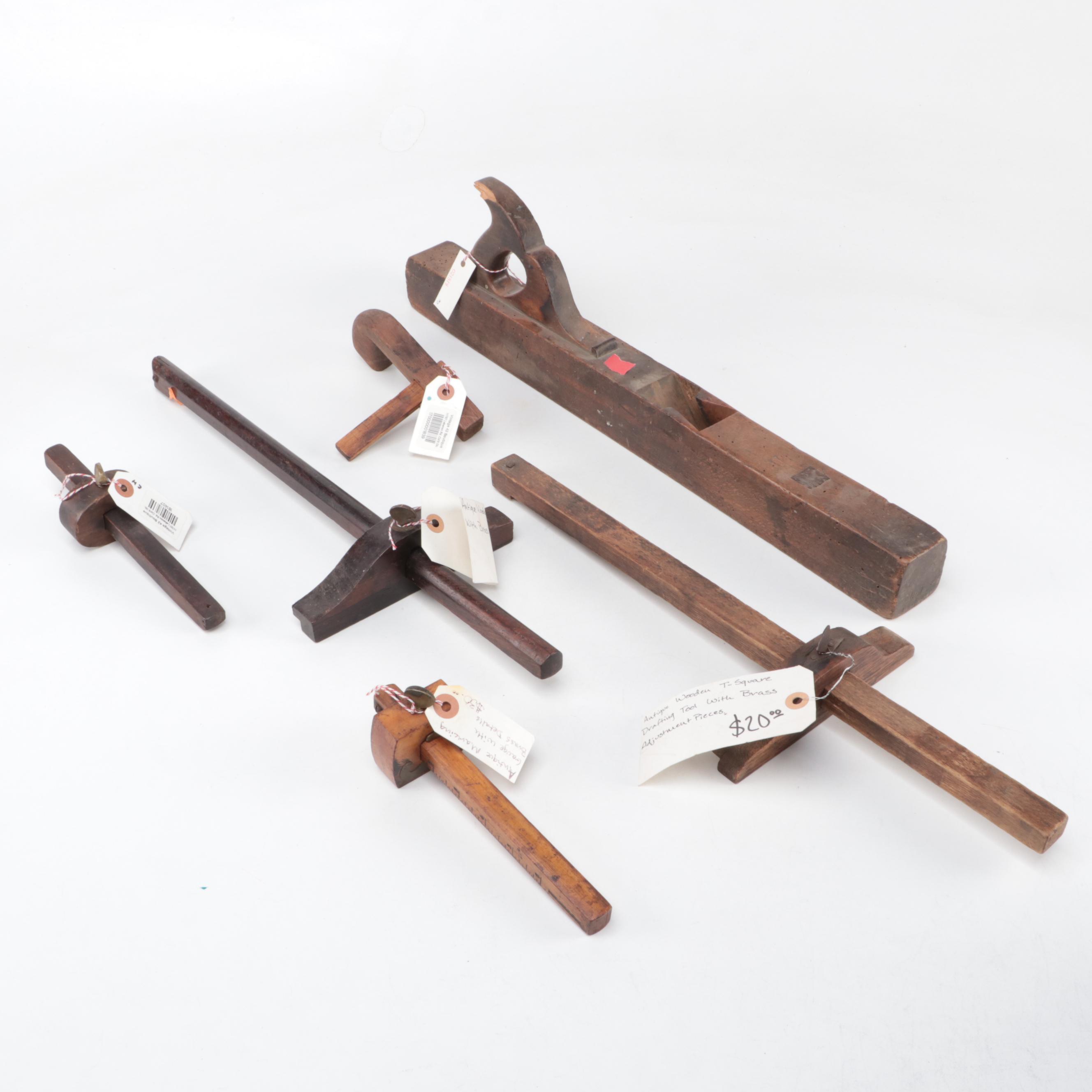 Antique Wood Scribe Tools with Block Plane
