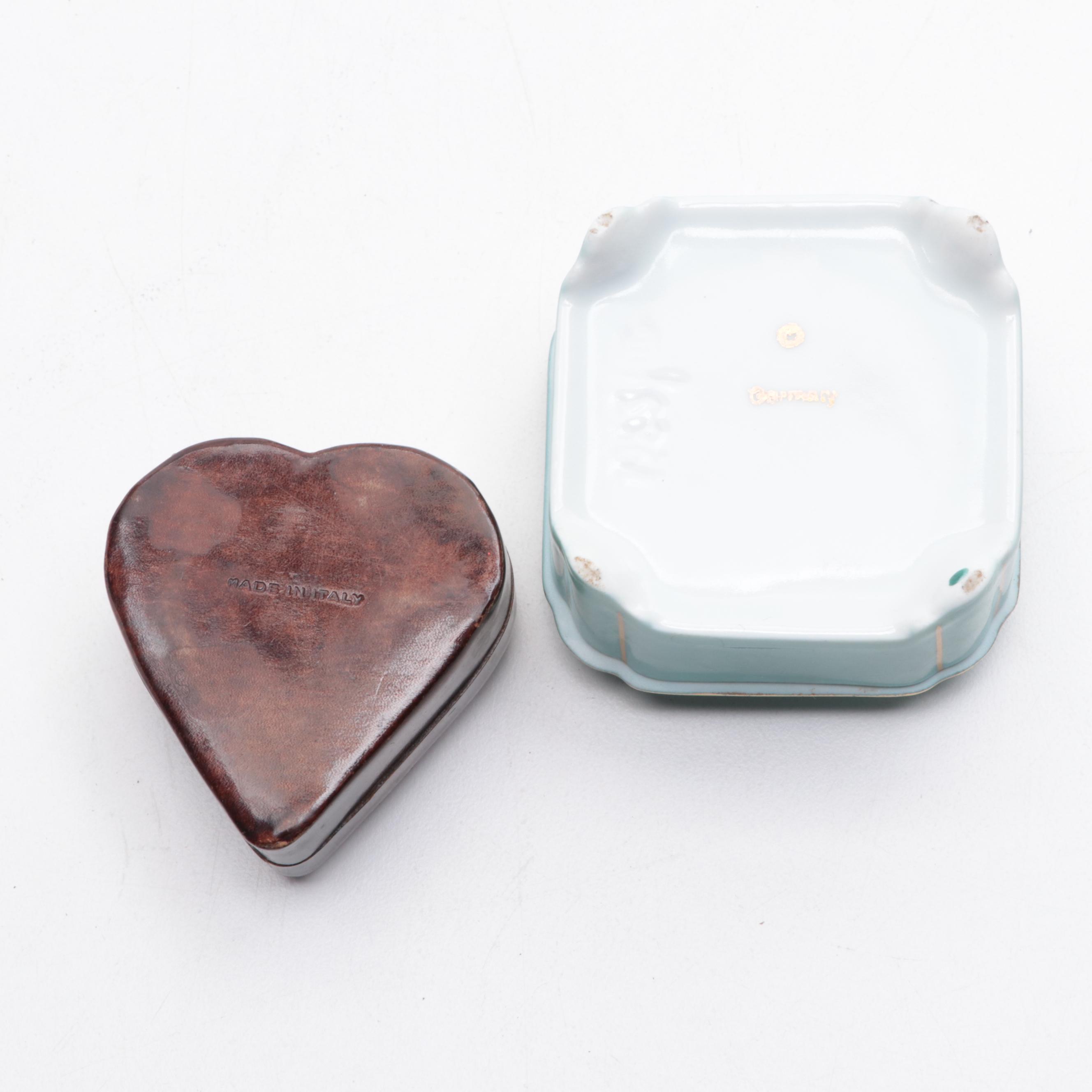 German Porcelain Souvenir with Other Dishes and Decorative Boxes