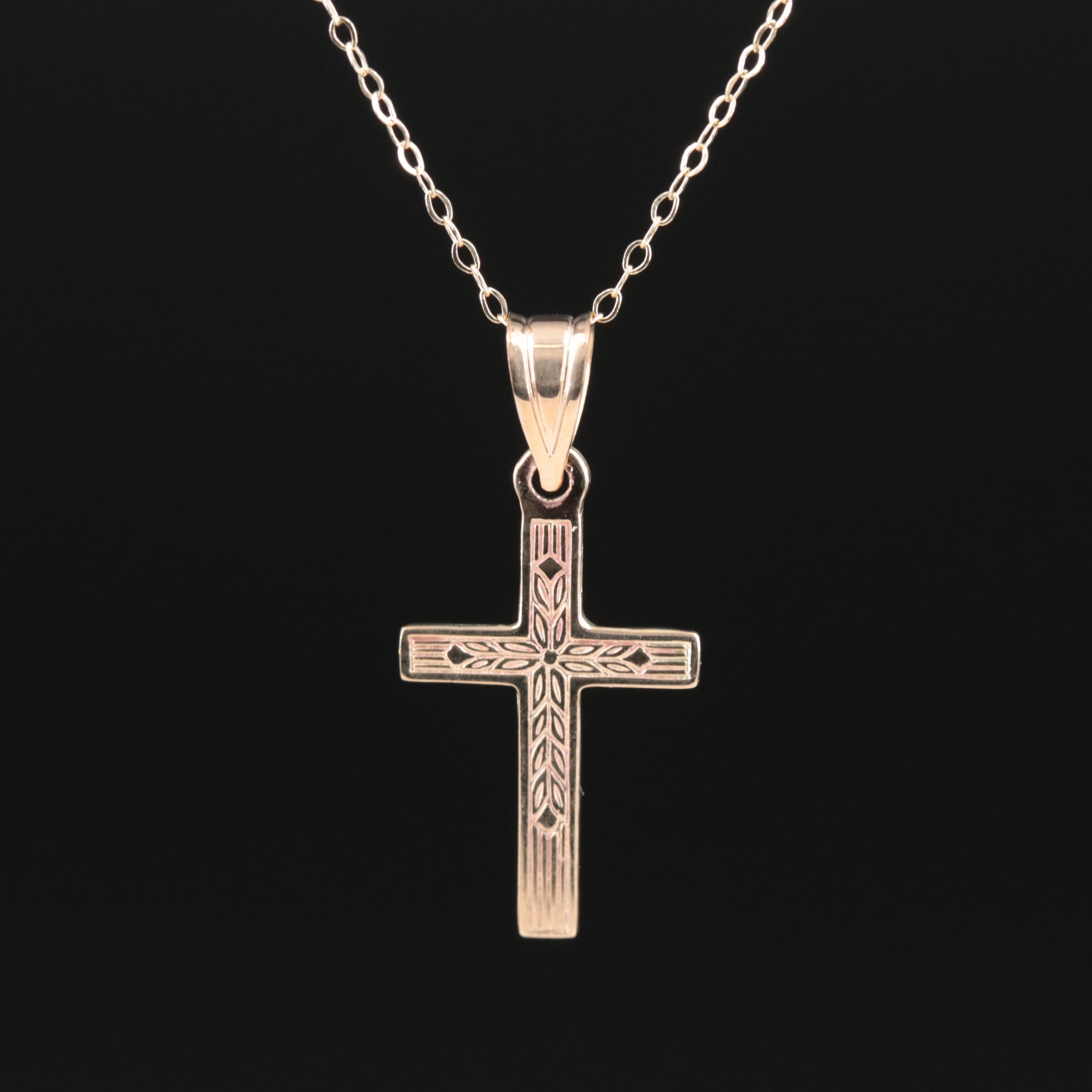 14K Cross Pendant Necklace