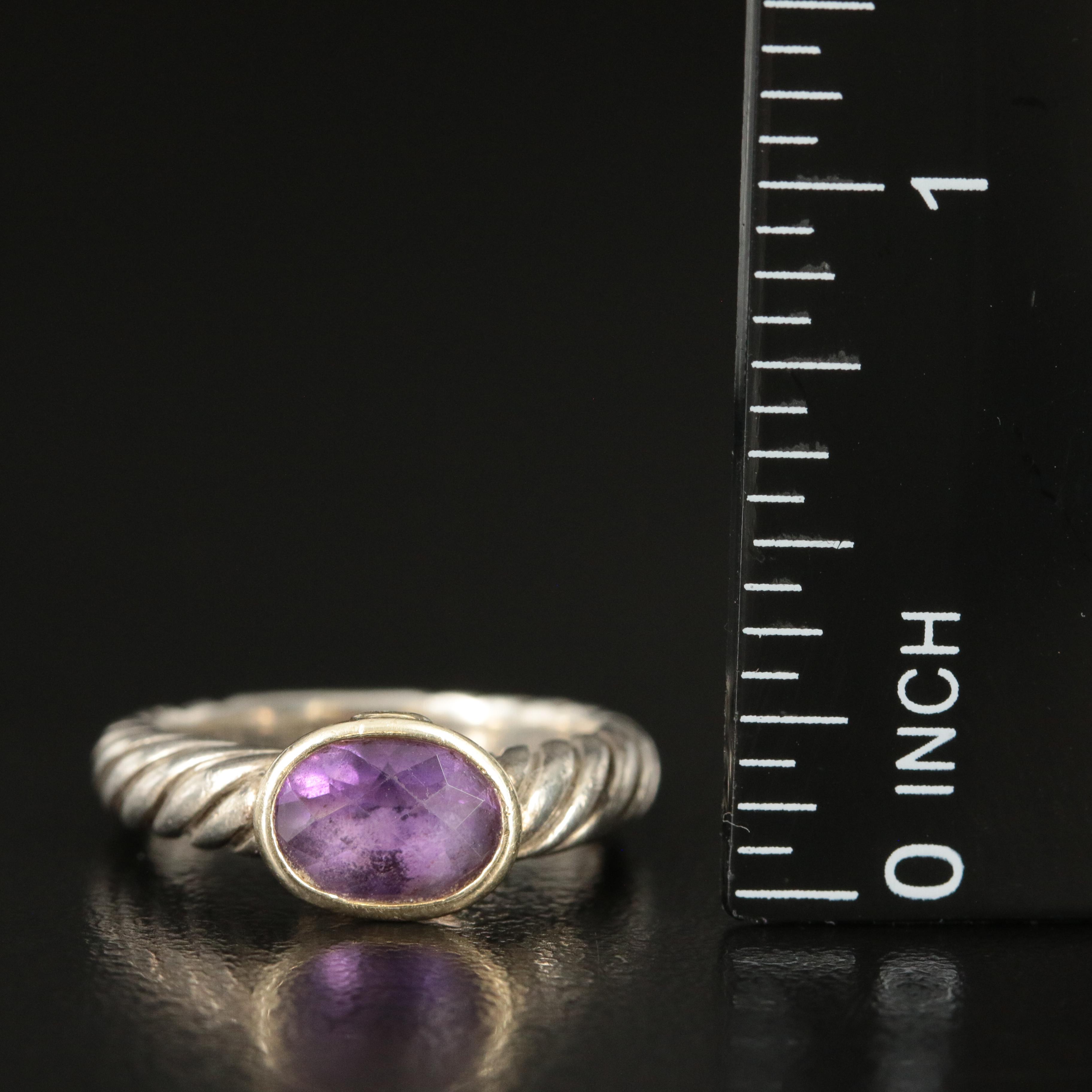 David Yurman "Noblesse" Sterling, 18K and Amethyst Ring