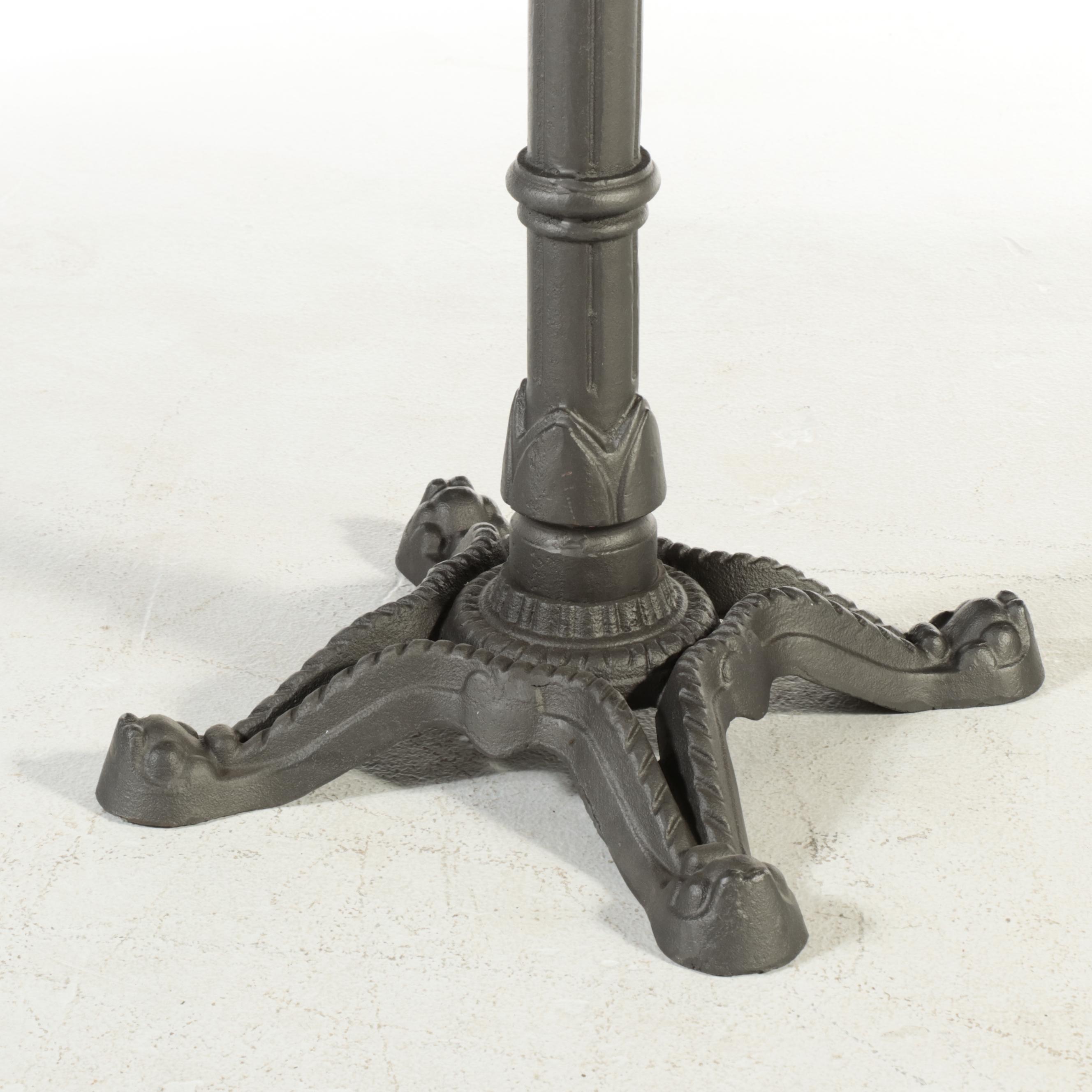 Industrial Style Cast Metal and Marble Bistro Table