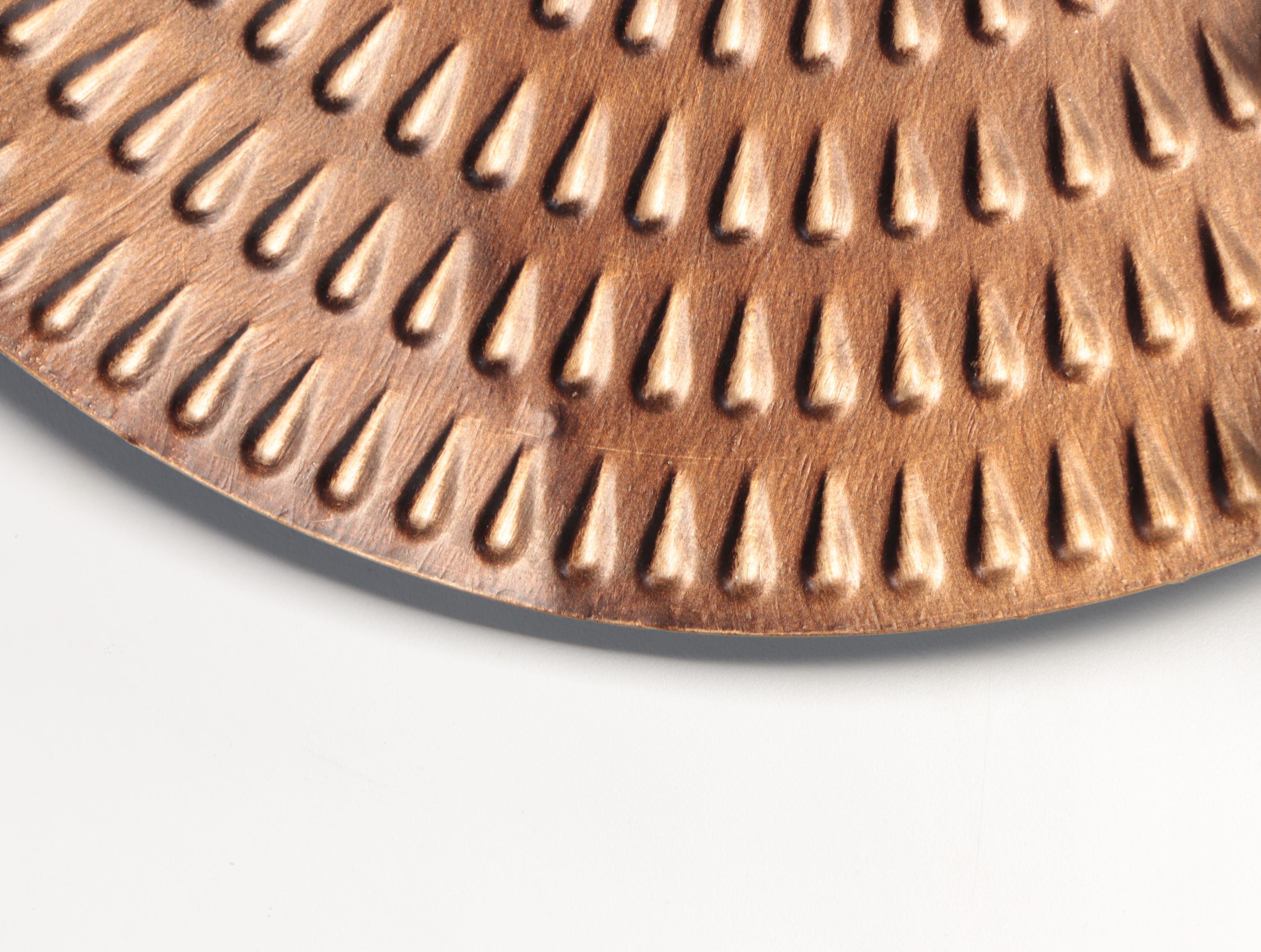 Abstract Metal Circle Wall Hanging Sculpture With Metal Leafy Branch