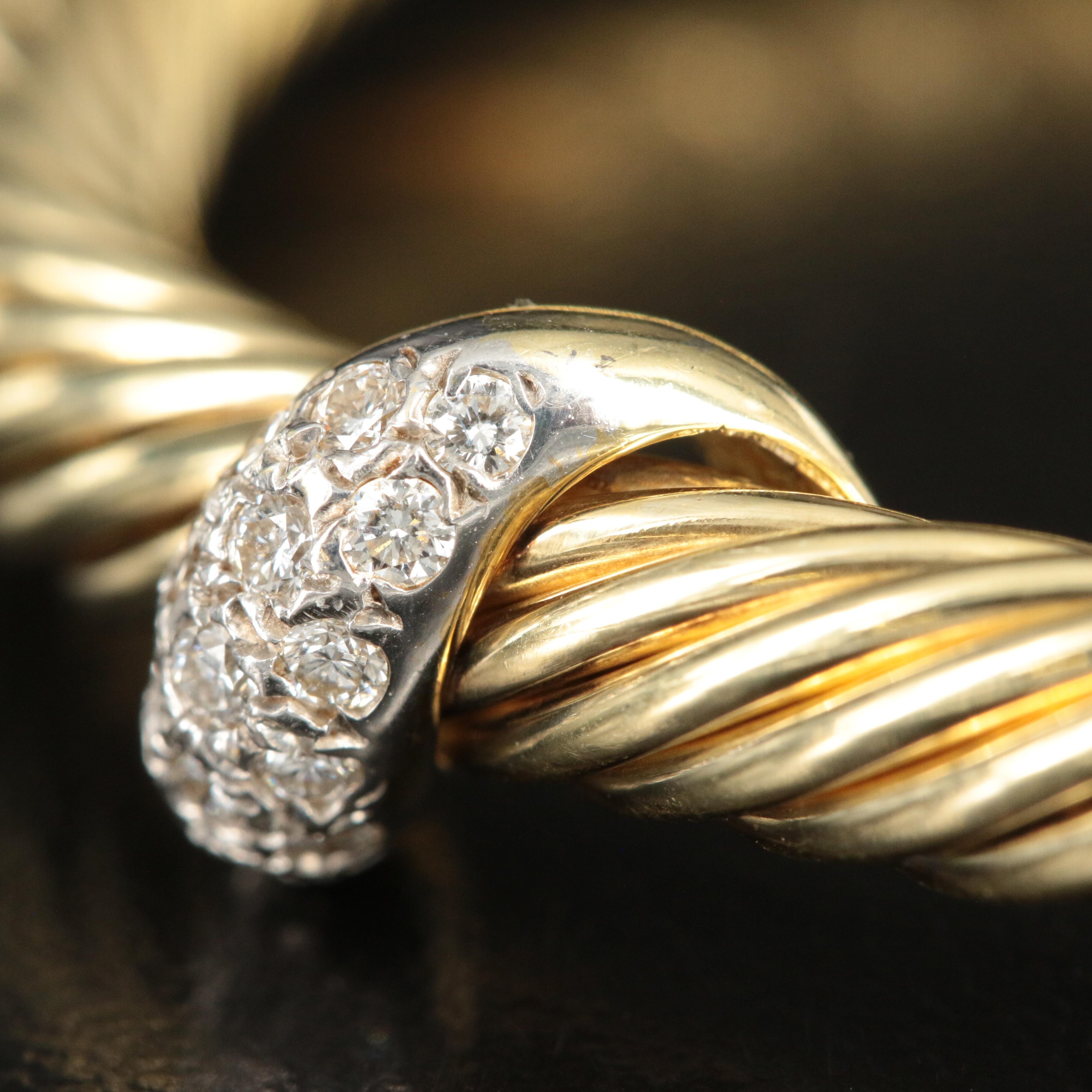 David Yurman 14K 0.68 CTW Diamond Triple Station Cable Cuff