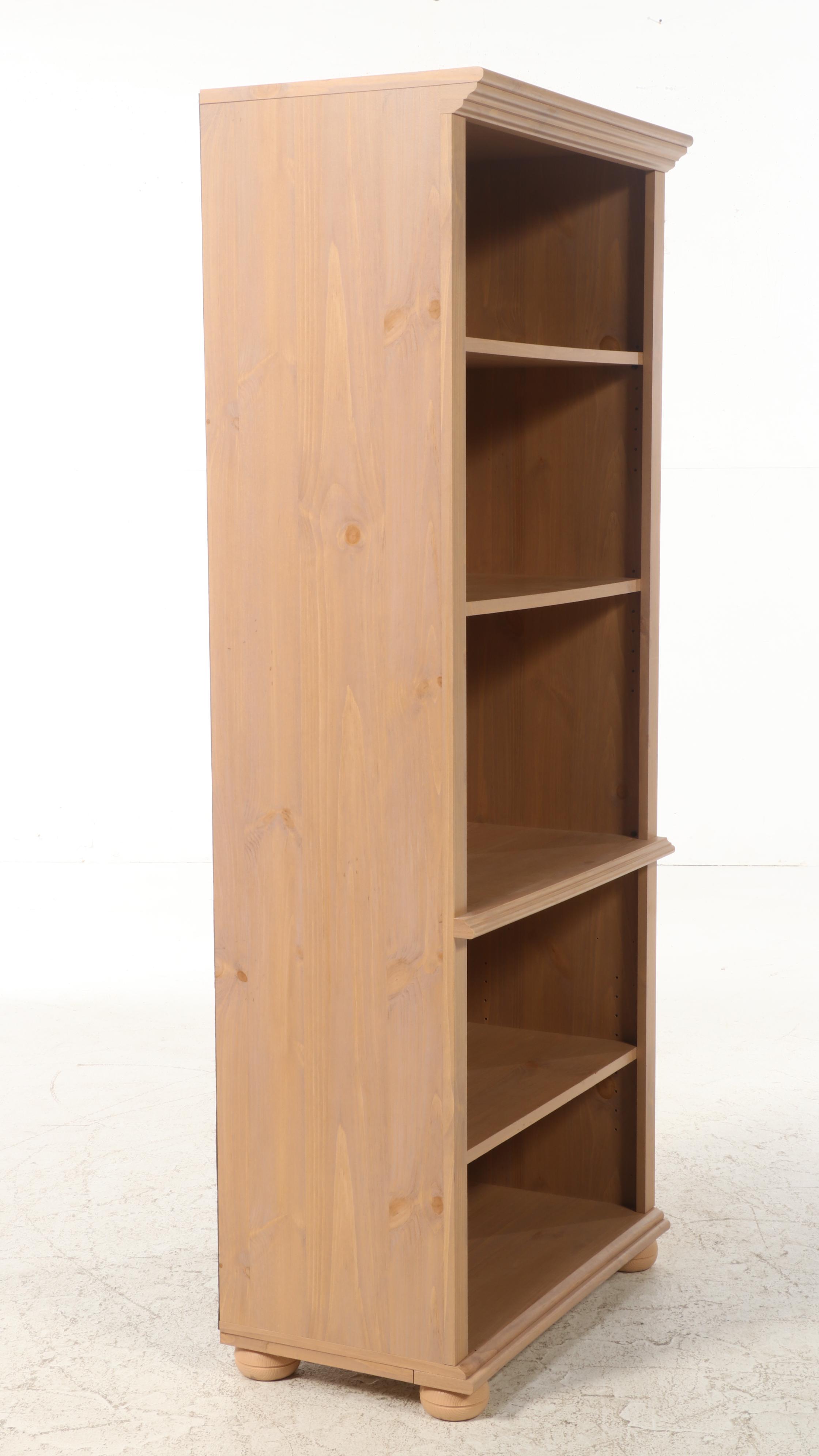 Four Pine Grained Laminate Open Bookcases With Cerused Finish EBTH   1699636324402 C386745342468867a729b6575eb9f82bb4a3461c505fe415fc865abd6ae0f907.JPG