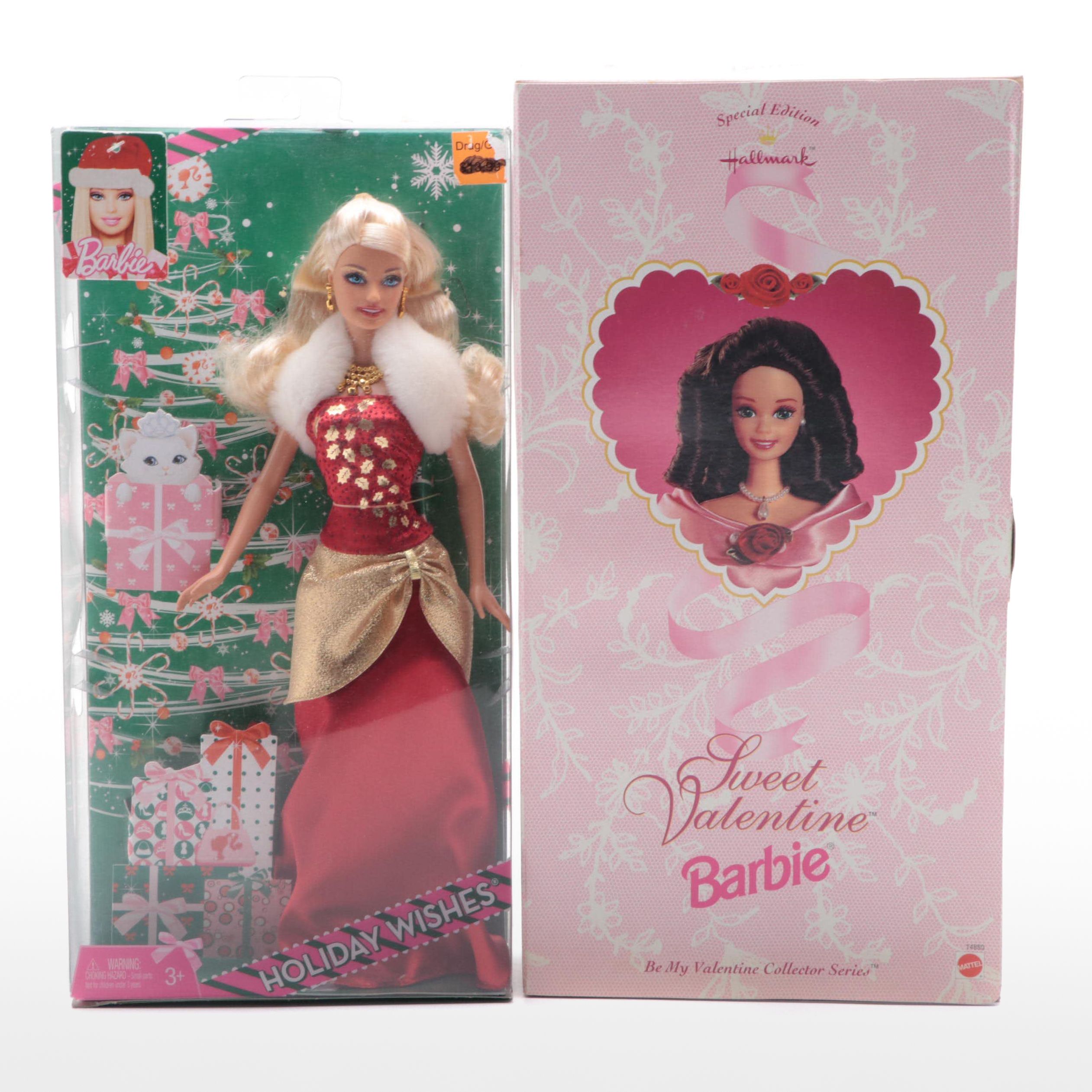 Mattel "Holiday Wishes" and "Sweet Valentine" Barbie Dolls