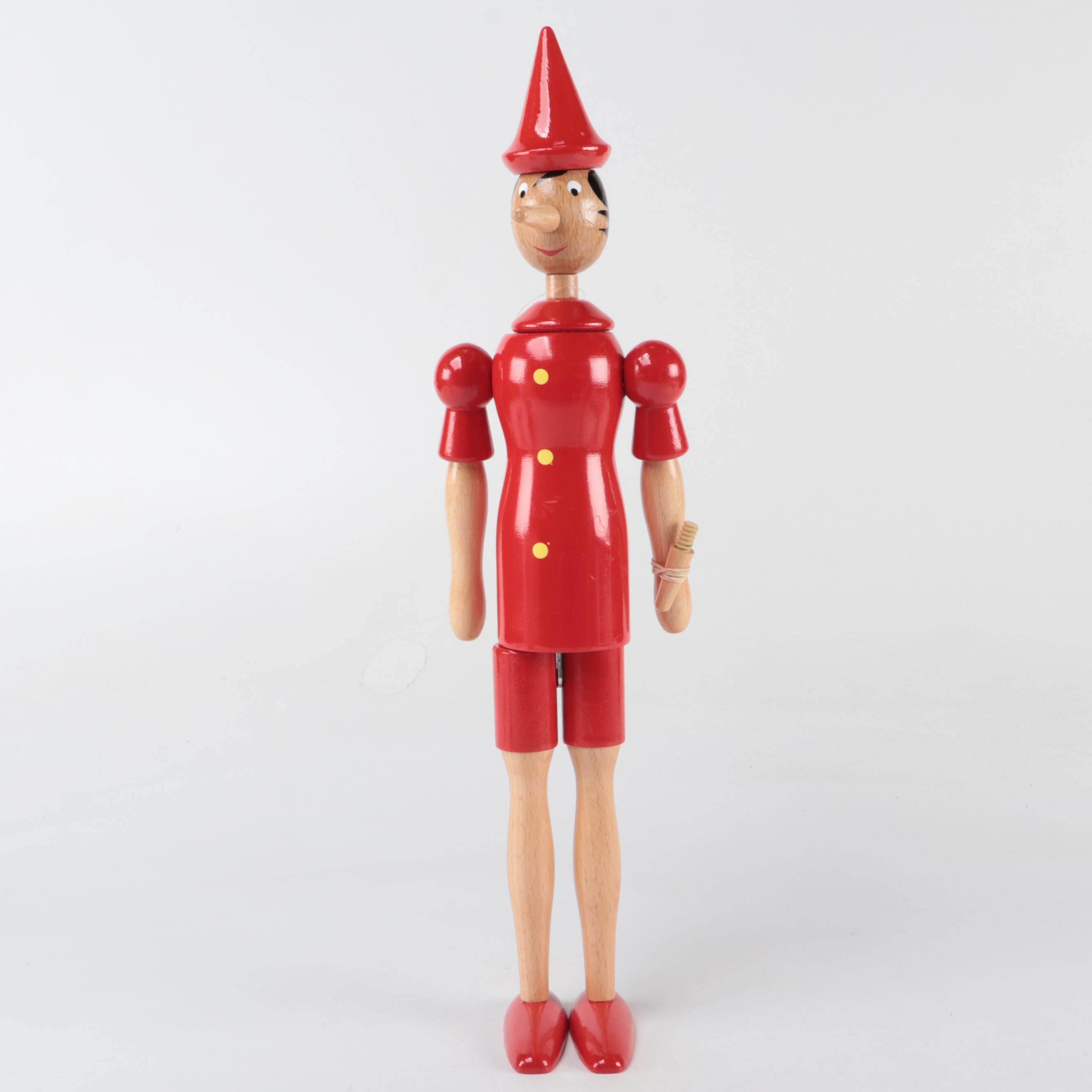 Steinbach Folk Art Wood Nutcracker with Rainoldi Wood Pinocchio Figurines