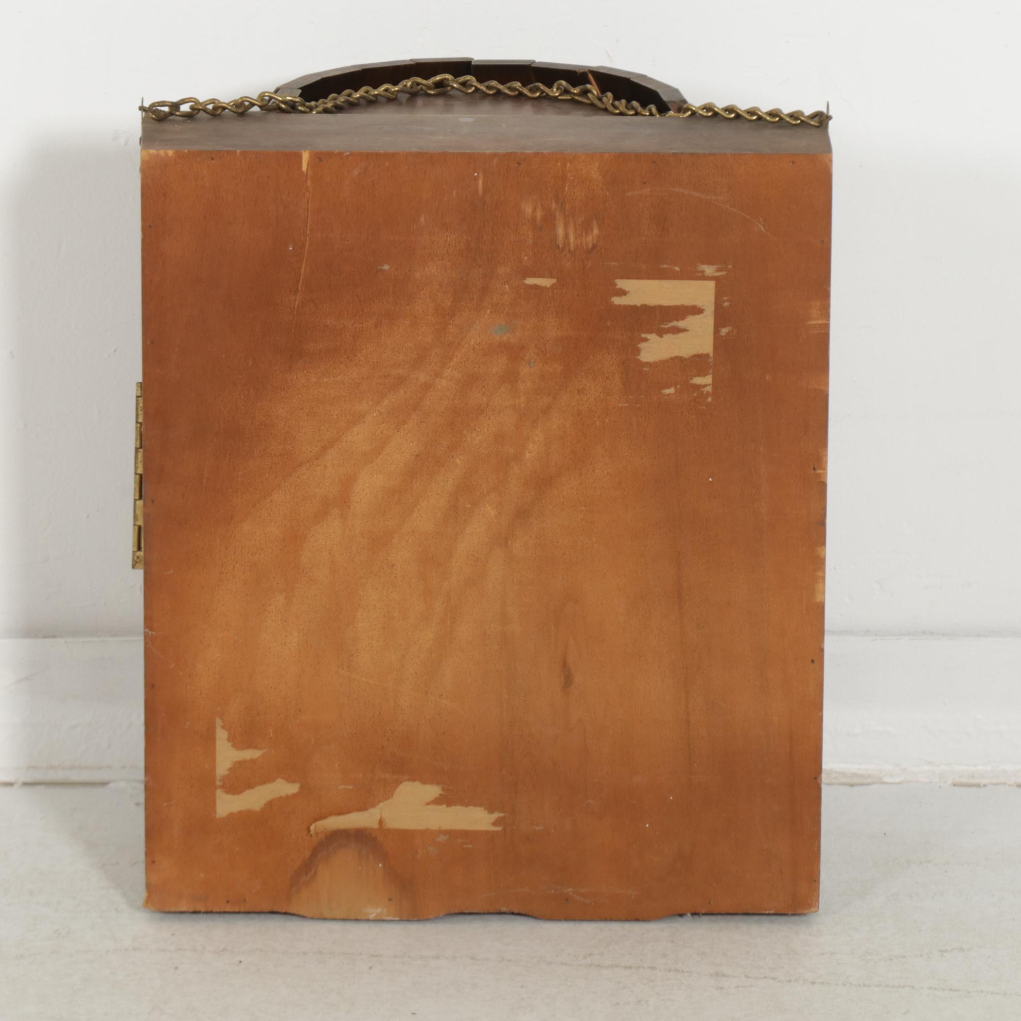 Keg-Shaped Wood Hanging Bar Cabinet, Late 20th Century