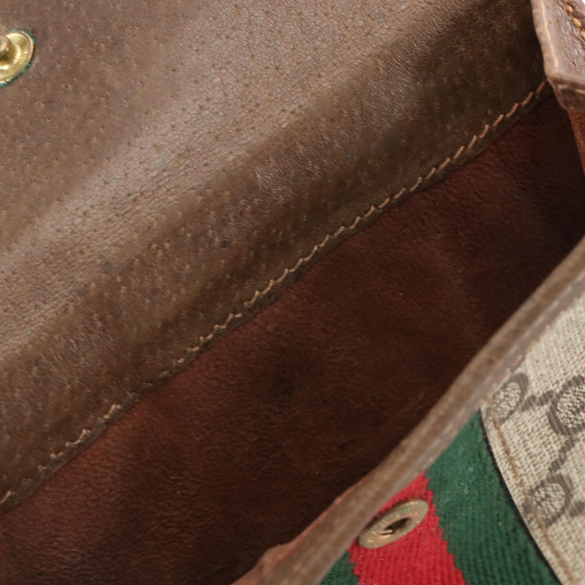 Gucci Accessory Collection Bifold Wallet in GG Supreme Canvas and Brown Leather